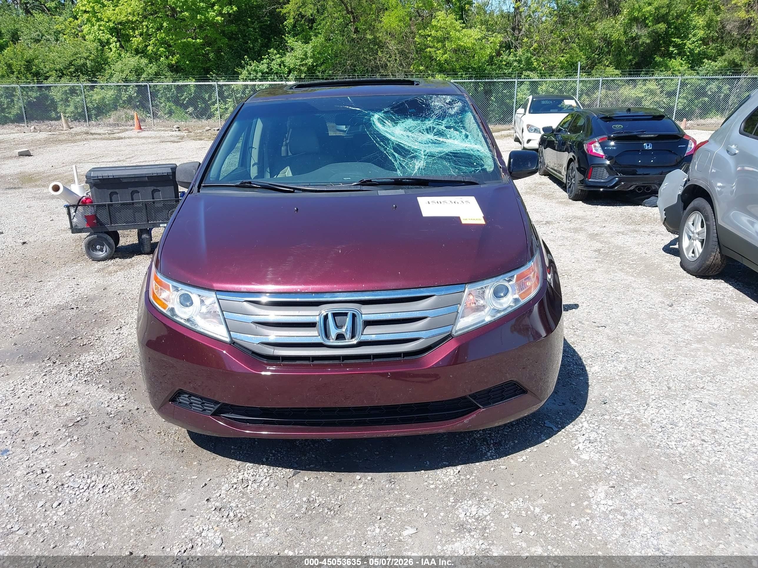 2012 Honda Odyssey Ex-l Maroon vin: 5FNRL5H63CB078900