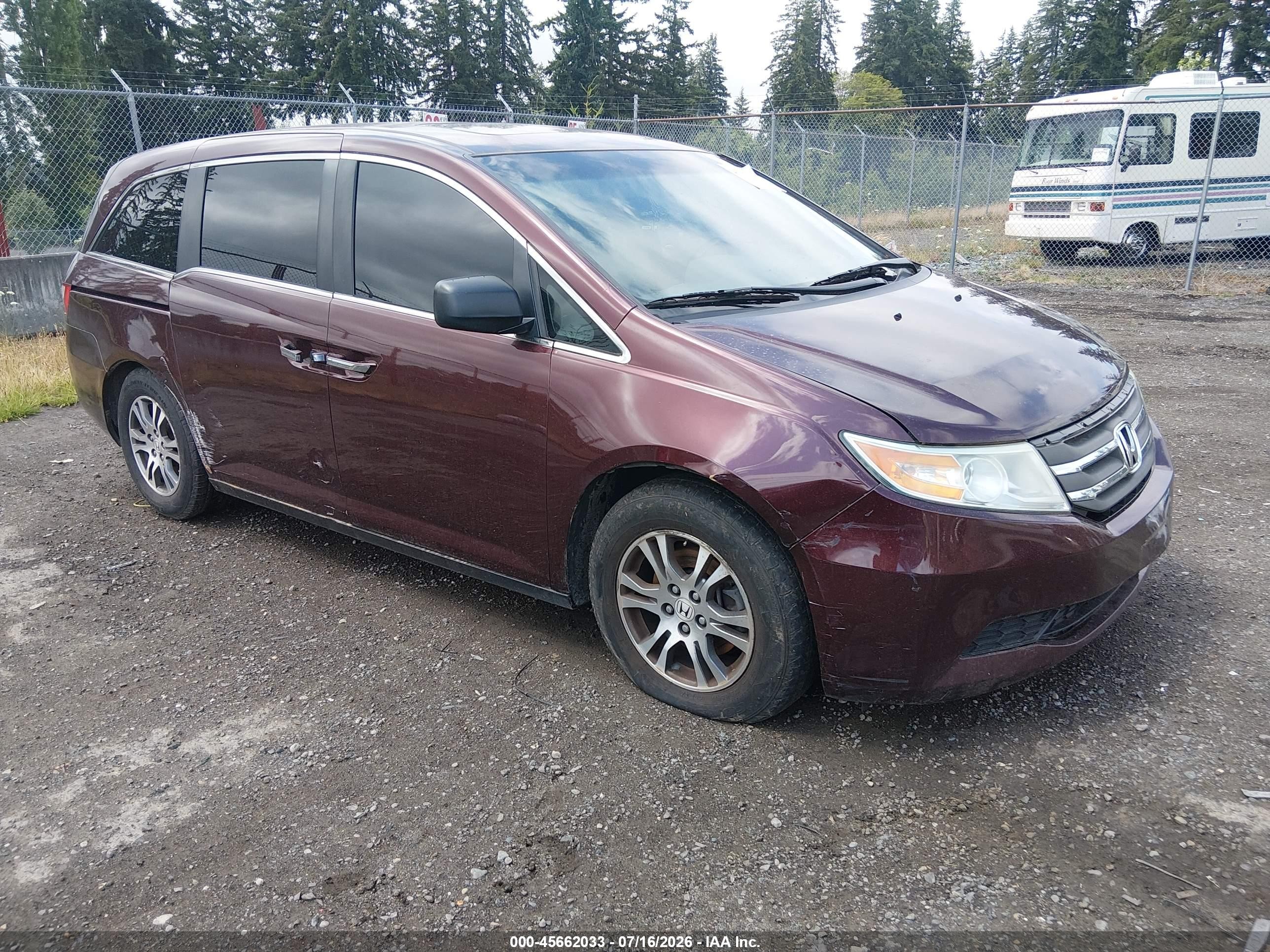 2012 Honda Odyssey Ex-l Maroon vin: 5FNRL5H63CB118456