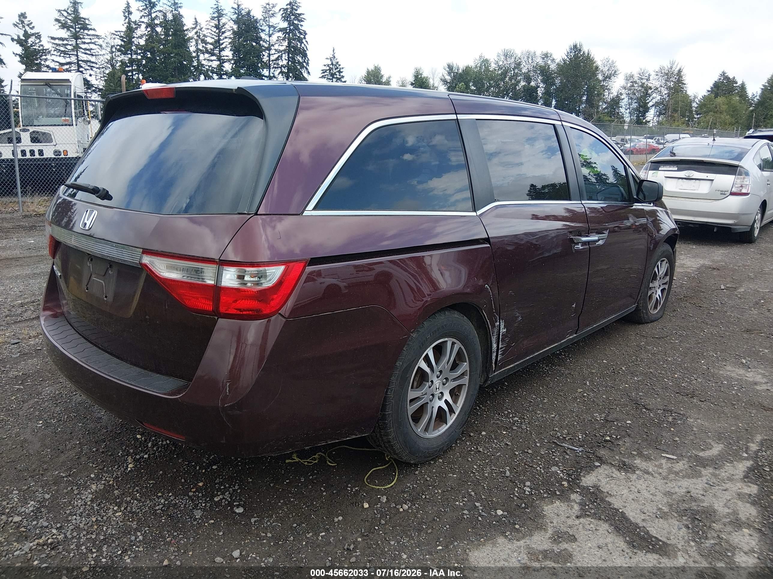 2012 Honda Odyssey Ex-l Maroon vin: 5FNRL5H63CB118456