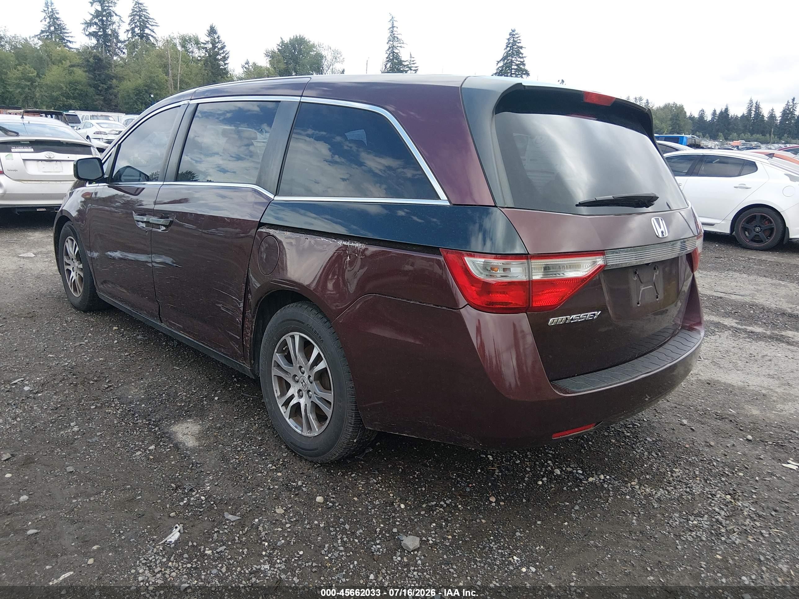 2012 Honda Odyssey Ex-l Maroon vin: 5FNRL5H63CB118456