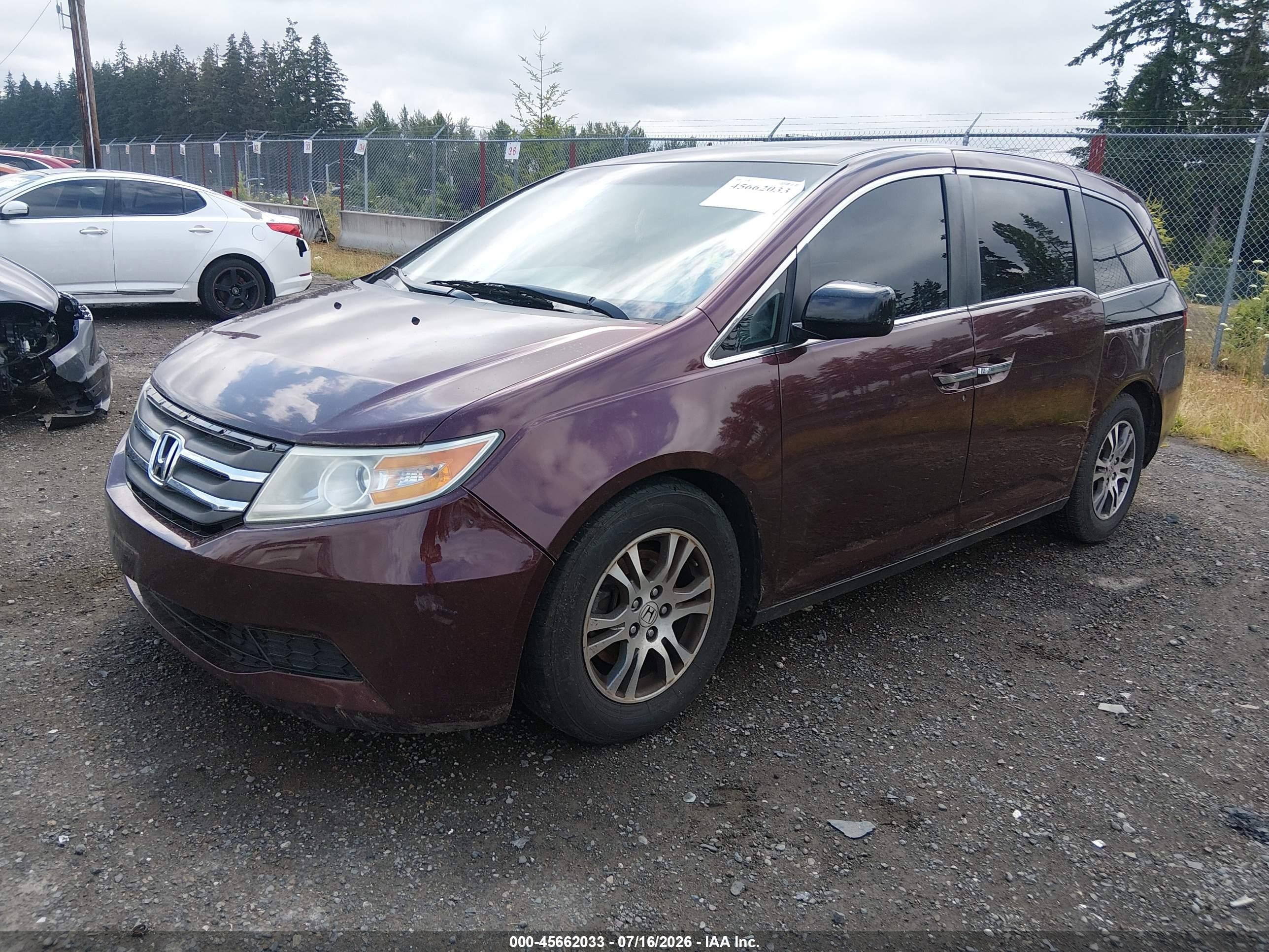 2012 Honda Odyssey Ex-l Maroon vin: 5FNRL5H63CB118456