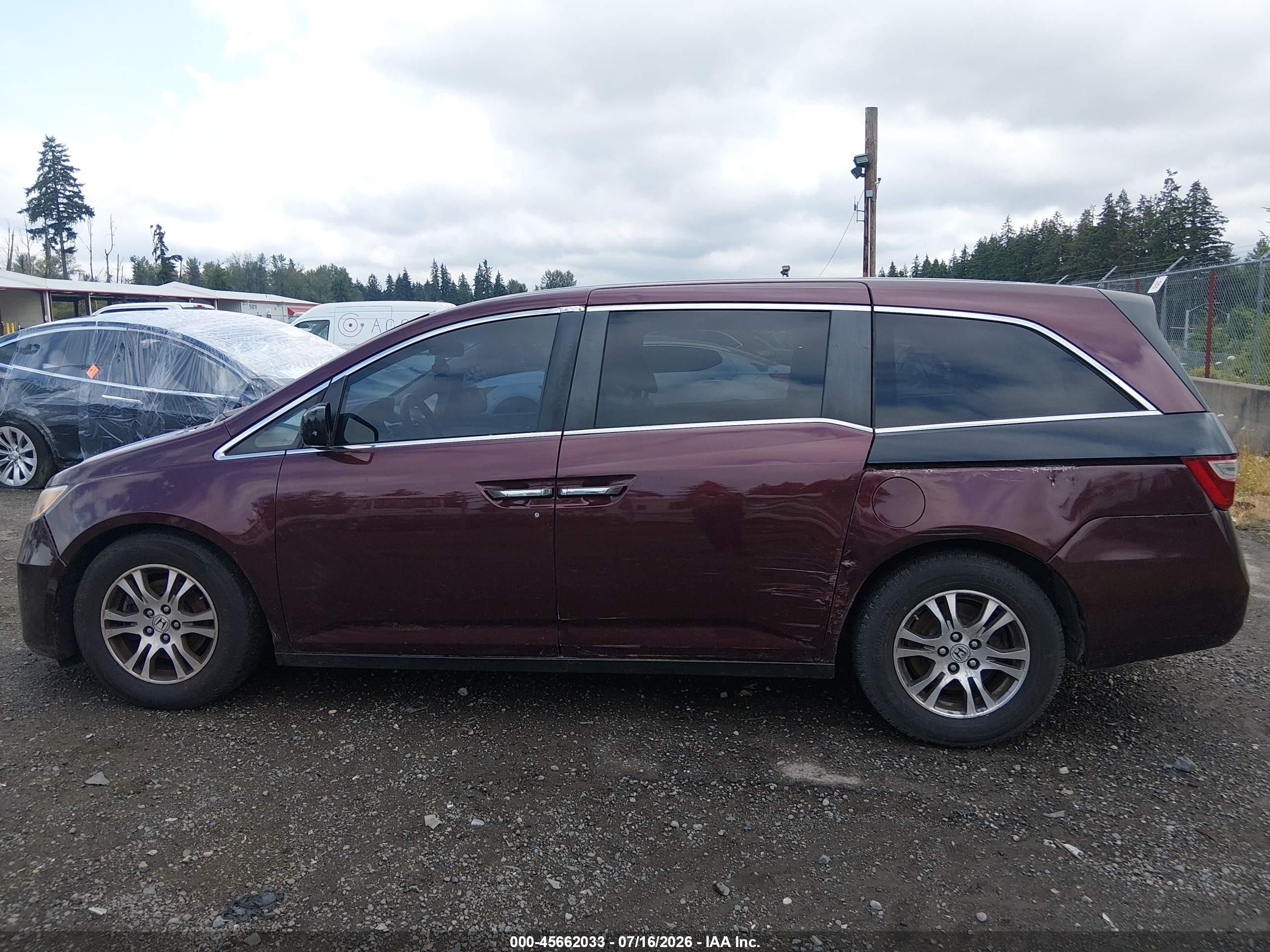 2012 Honda Odyssey Ex-l Maroon vin: 5FNRL5H63CB118456
