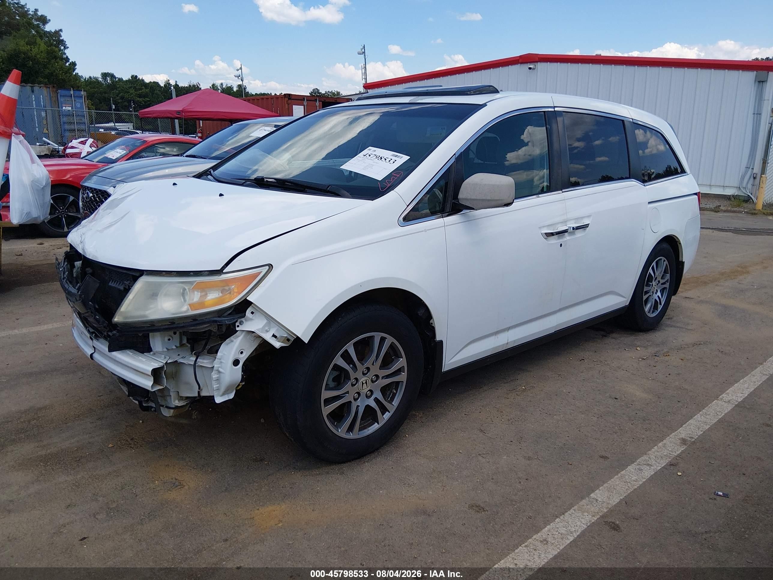 2013 Honda Odyssey Ex-l White vin: 5FNRL5H63DB037491