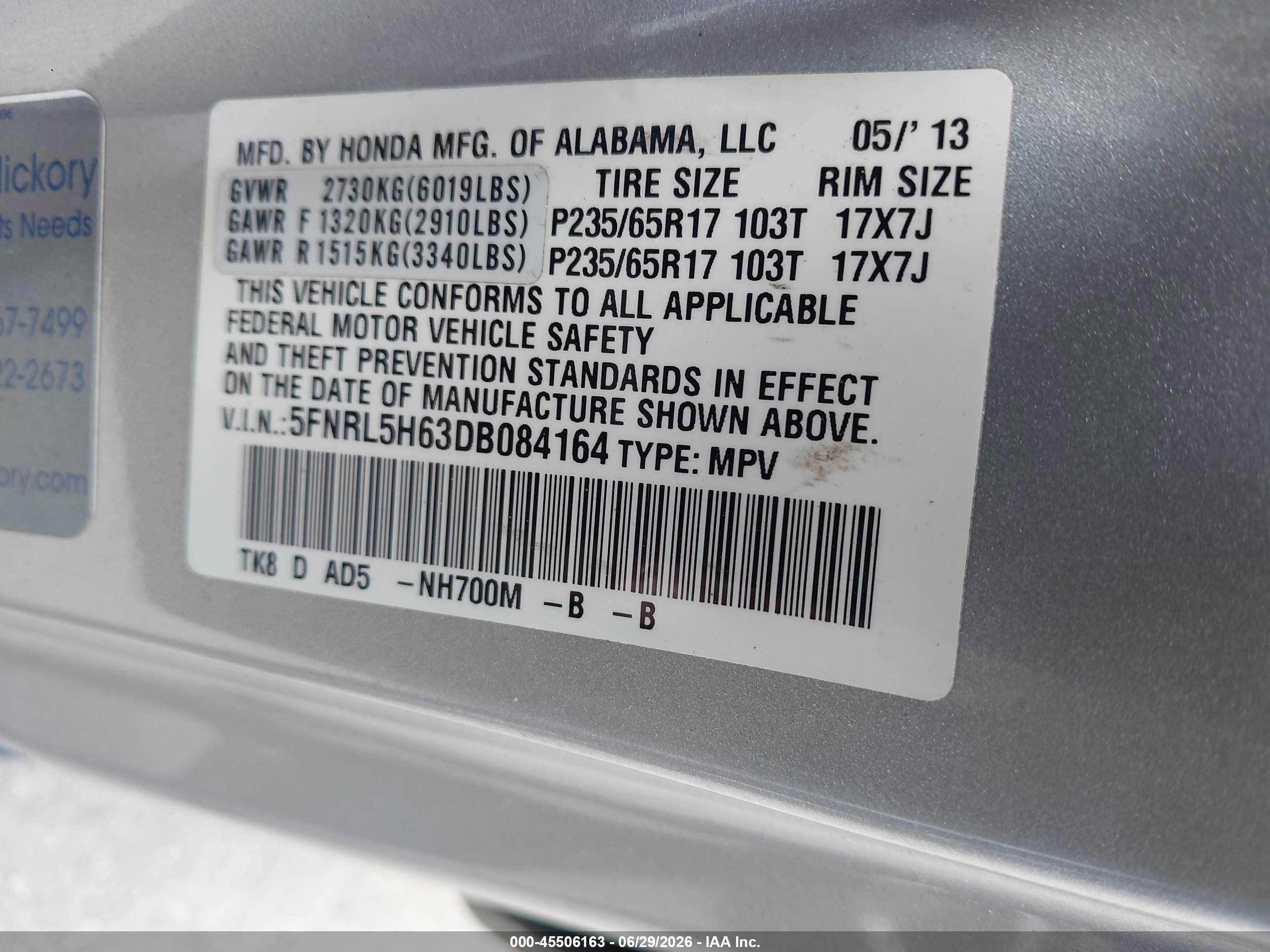 2013 Honda Odyssey Ex-l Gray vin: 5FNRL5H63DB084164