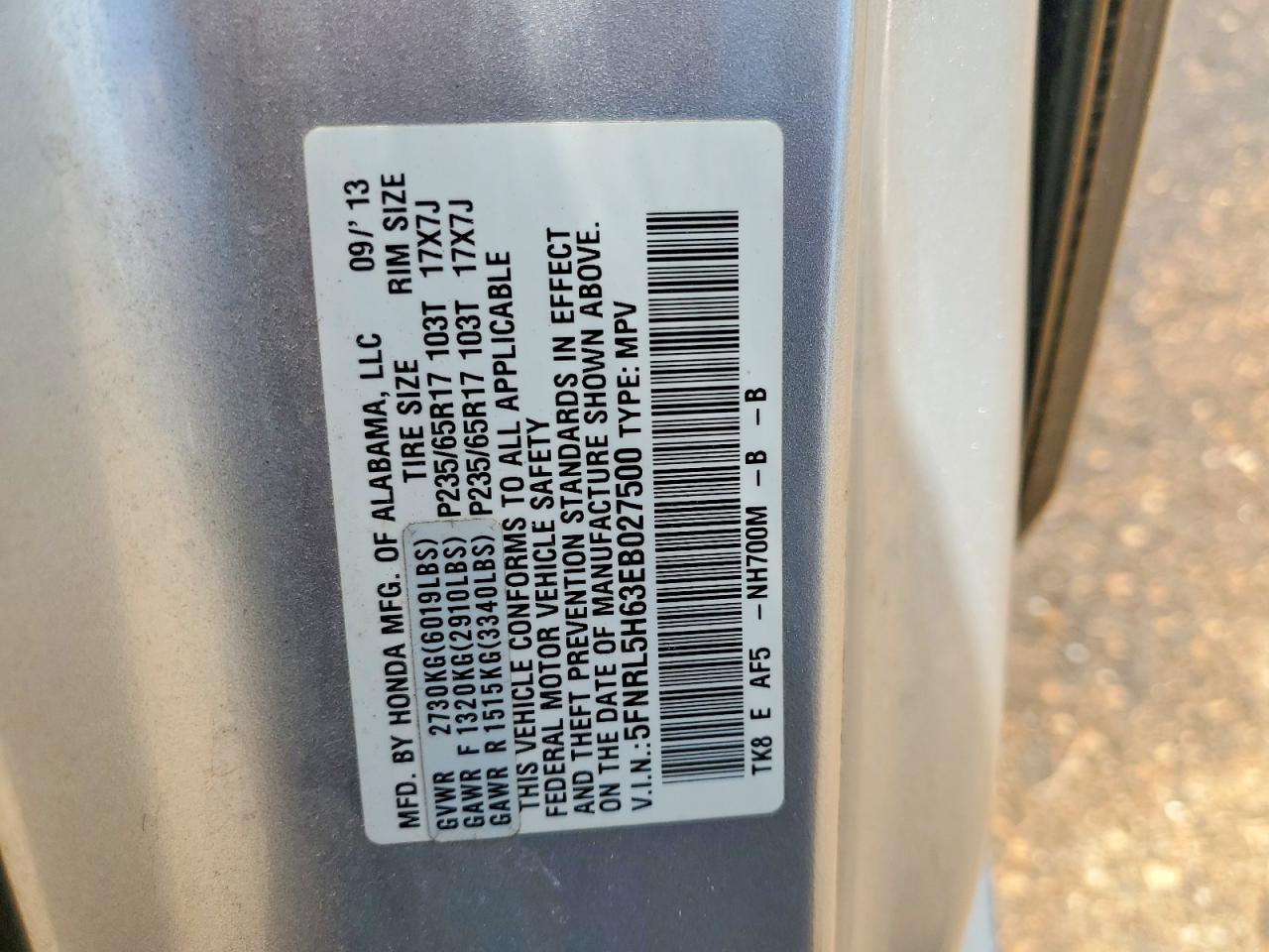 2014 Honda Odyssey Exl Silver vin: 5FNRL5H63EB027500