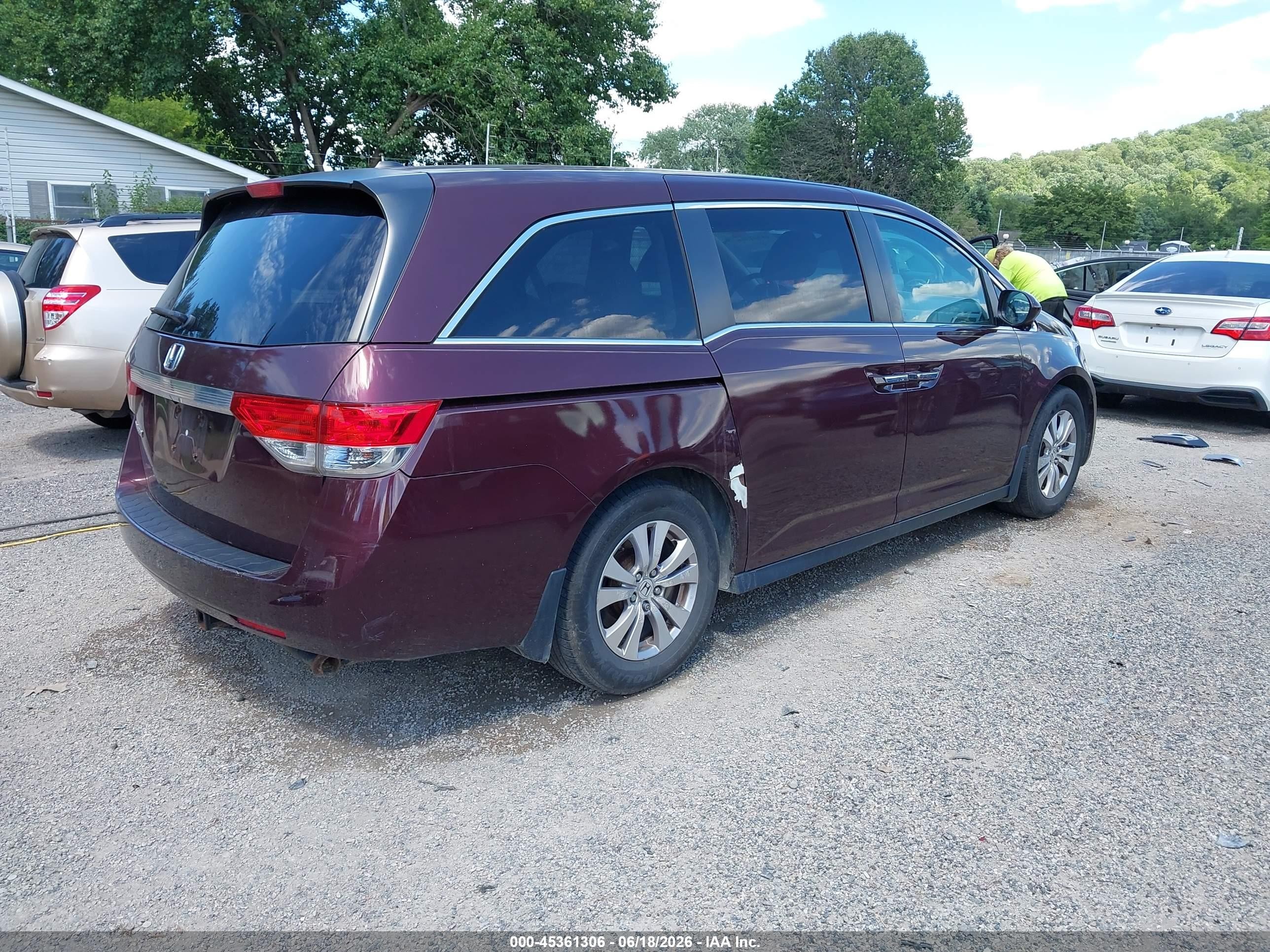 2014 Honda Odyssey Ex-l Purple vin: 5FNRL5H63EB029909
