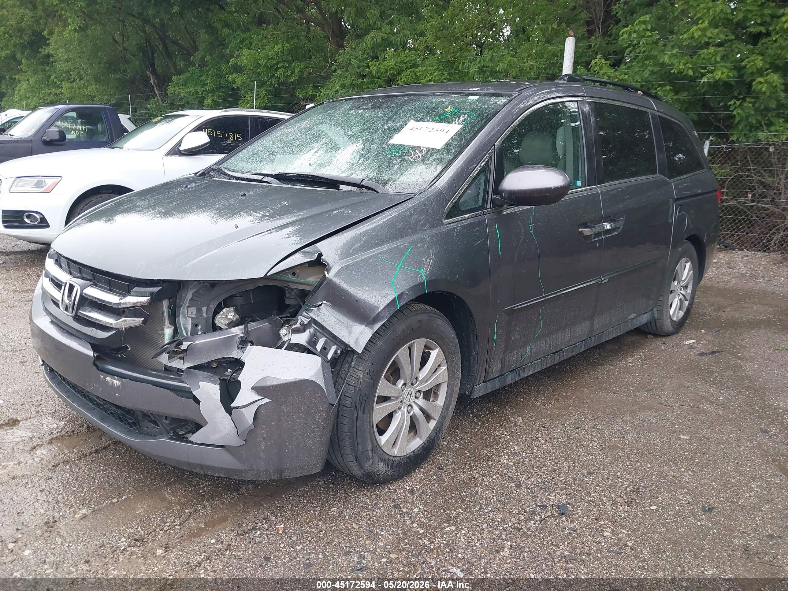 2014 Honda Odyssey Ex-l Gray vin: 5FNRL5H63EB033684