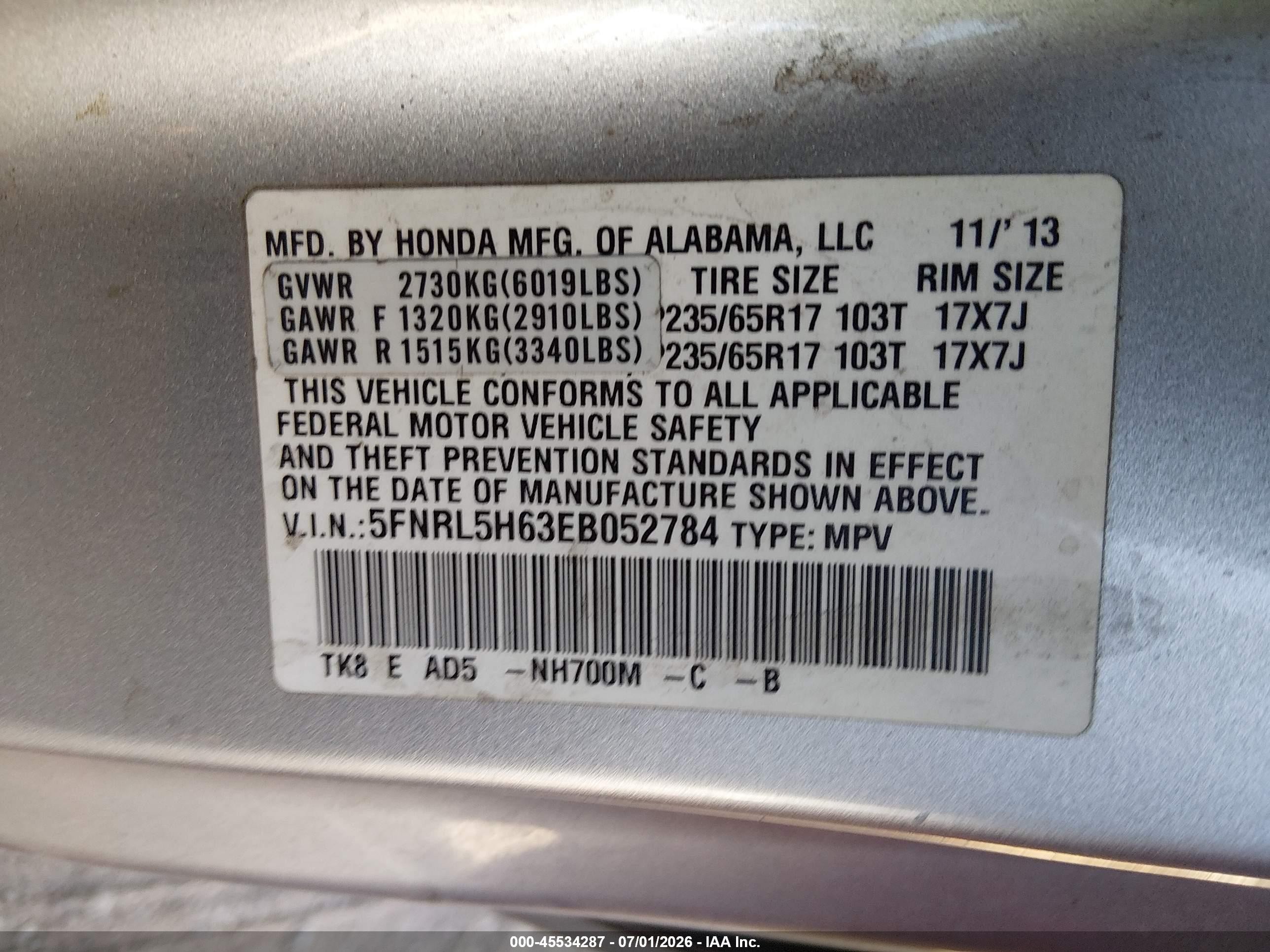2014 Honda Odyssey Ex-l Silver vin: 5FNRL5H63EB052784
