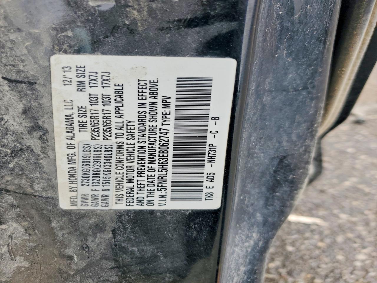 2014 Honda Odyssey Exl Black vin: 5FNRL5H63EB062747