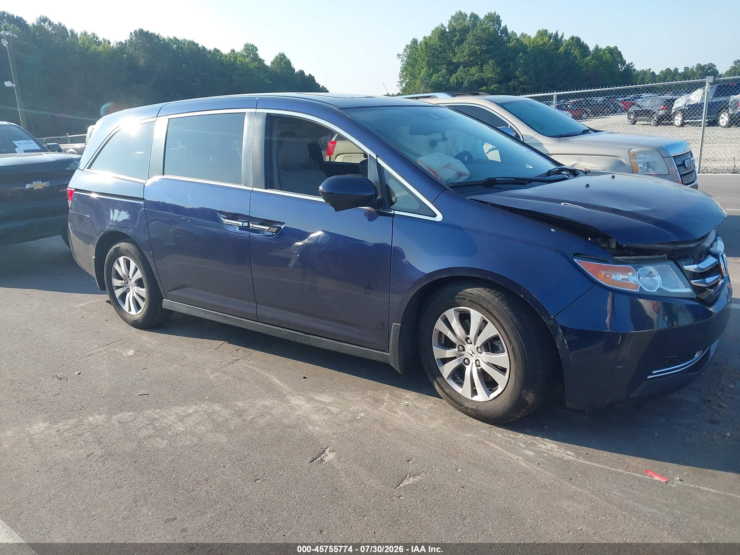 2014 Honda Odyssey Ex-l Blue vin: 5FNRL5H63EB092038
