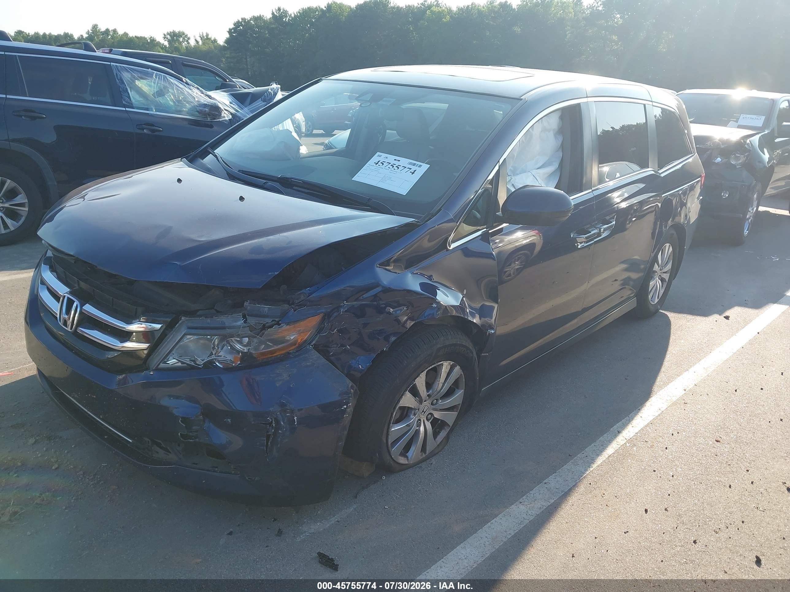 2014 Honda Odyssey Ex-l Blue vin: 5FNRL5H63EB092038