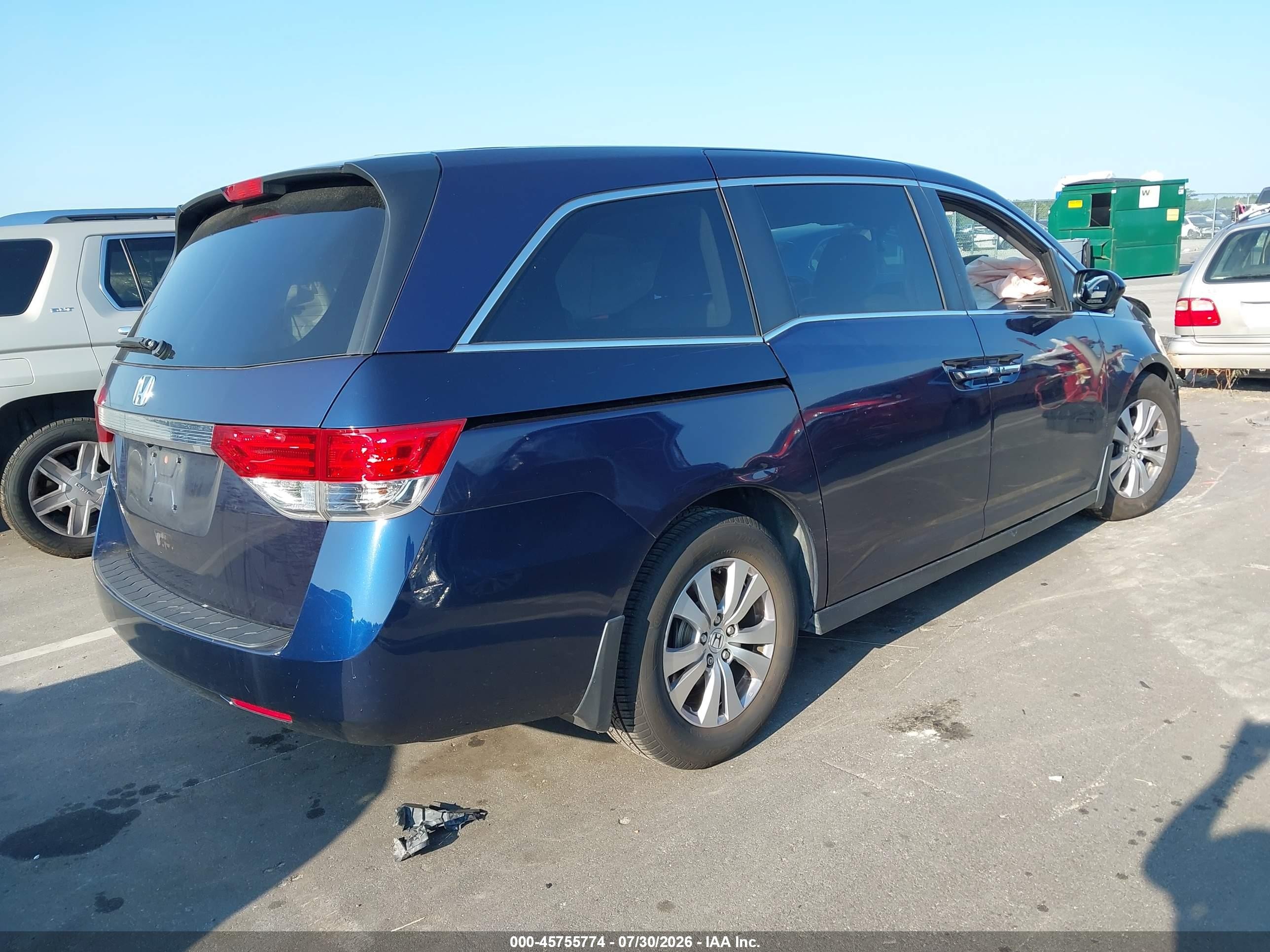 2014 Honda Odyssey Ex-l Blue vin: 5FNRL5H63EB092038