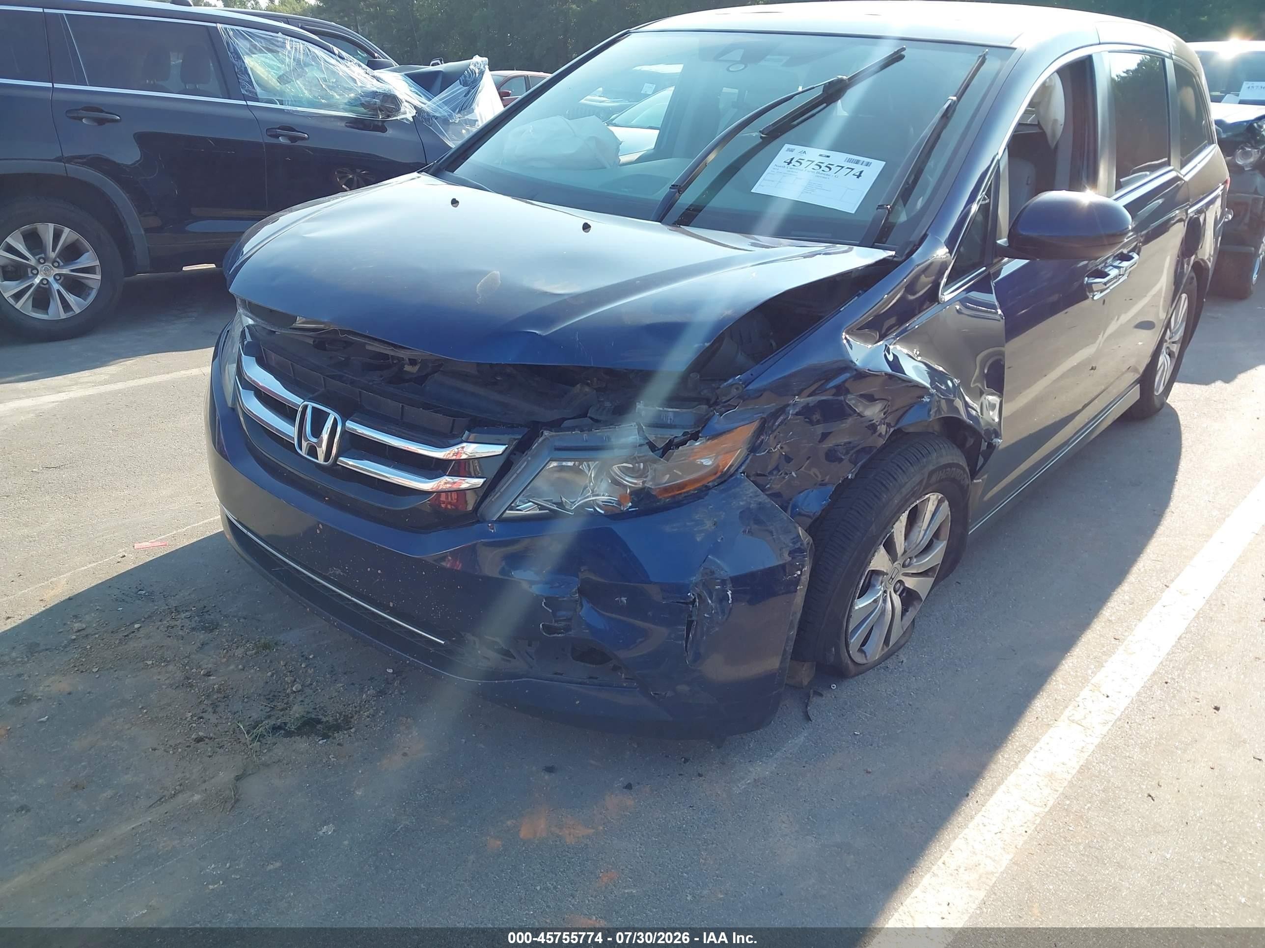 2014 Honda Odyssey Ex-l Blue vin: 5FNRL5H63EB092038