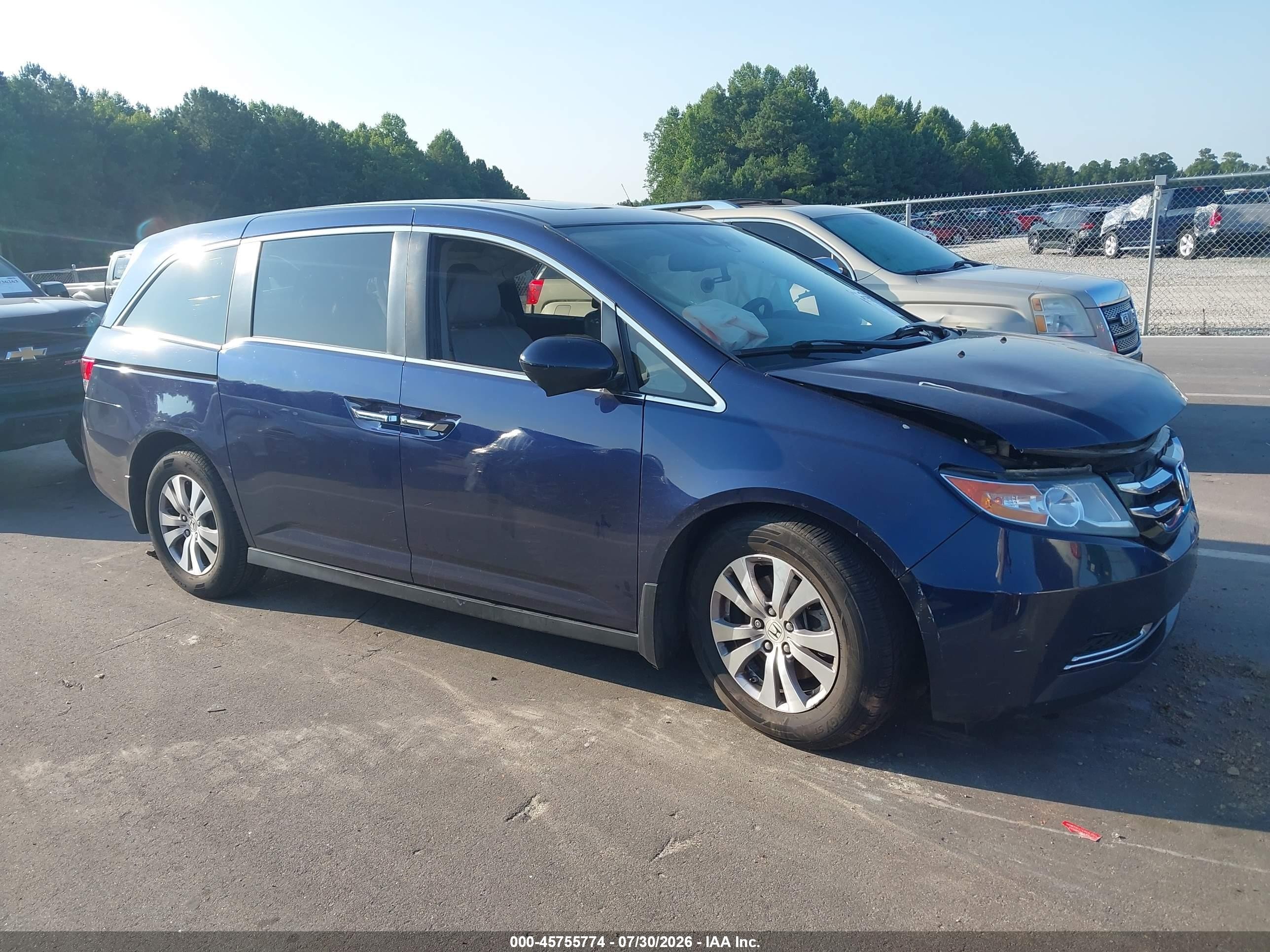 2014 Honda Odyssey Ex-l Blue vin: 5FNRL5H63EB092038