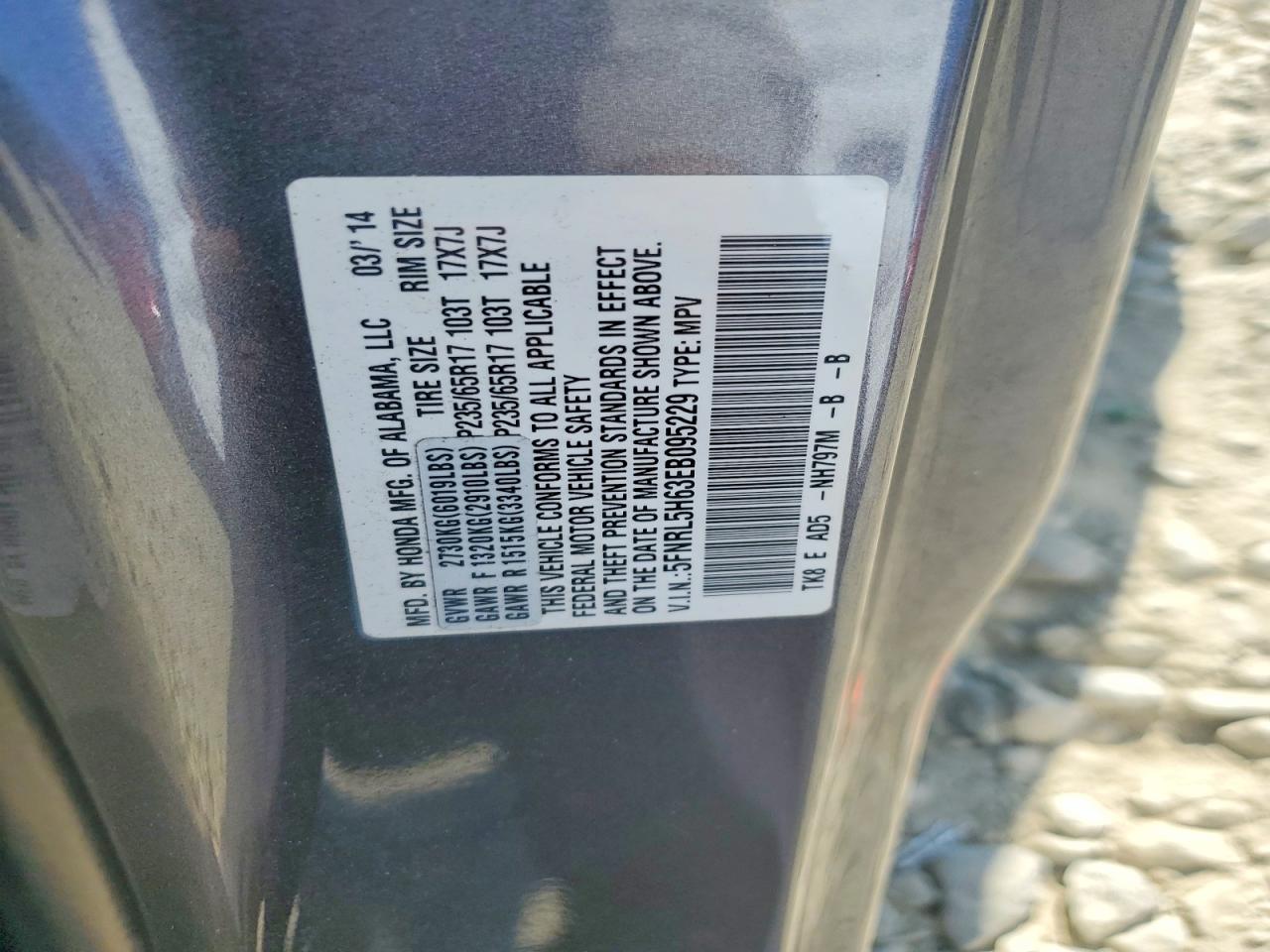 2014 Honda Odyssey Exl Gray vin: 5FNRL5H63EB095229