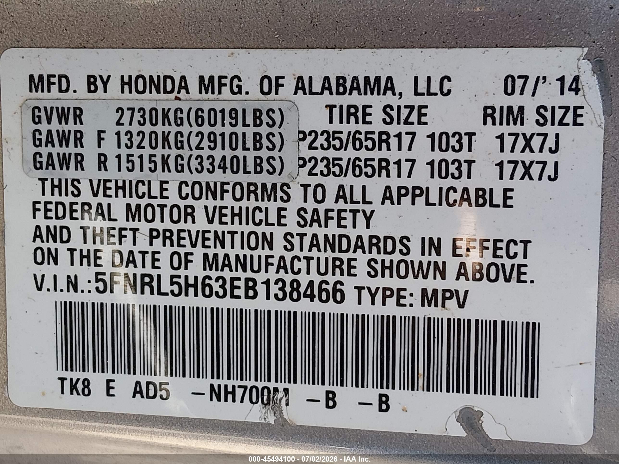 2014 Honda Odyssey Ex-l Silver vin: 5FNRL5H63EB138466