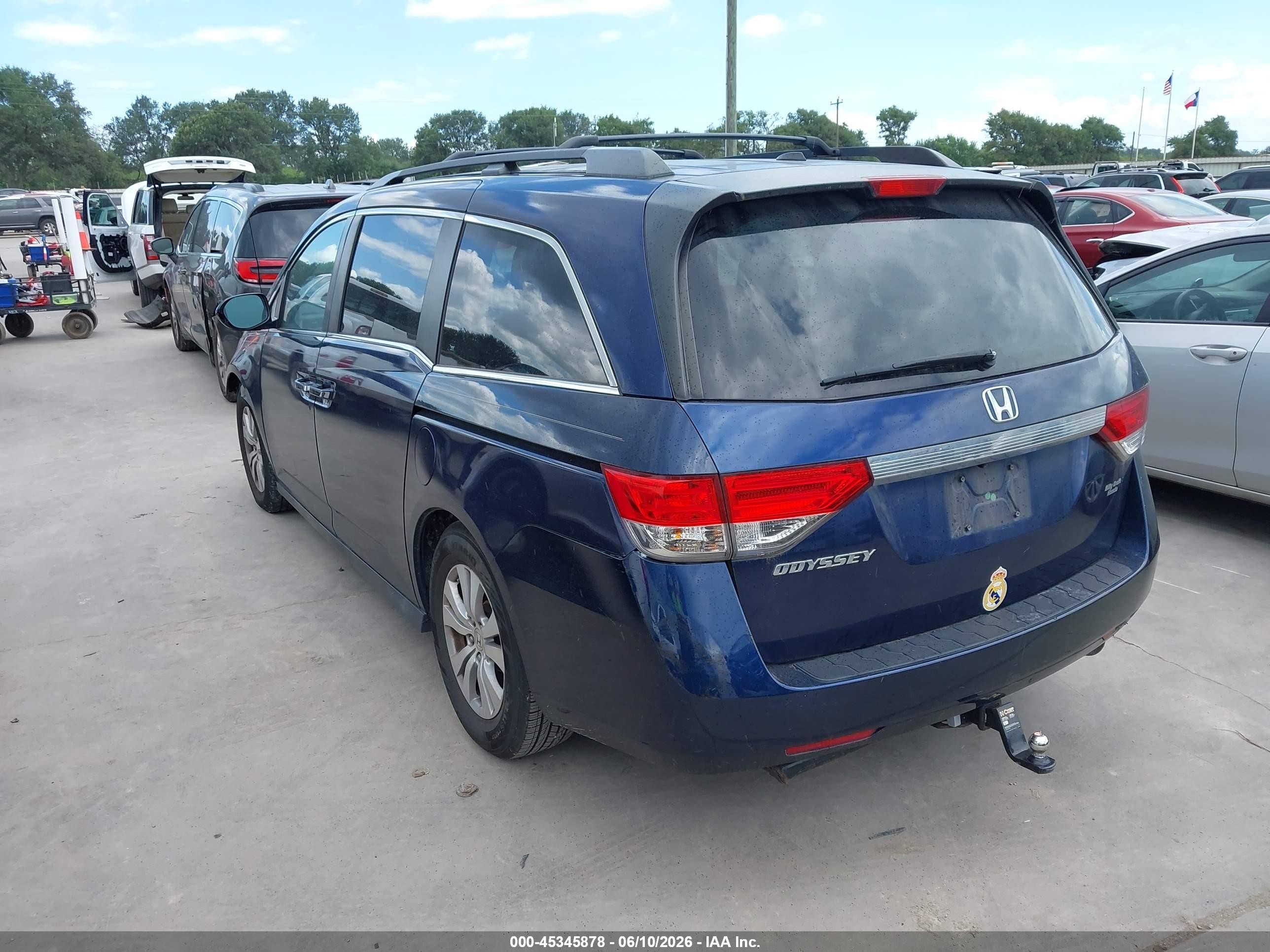 2015 Honda Odyssey Ex-l Blue vin: 5FNRL5H63FB016501