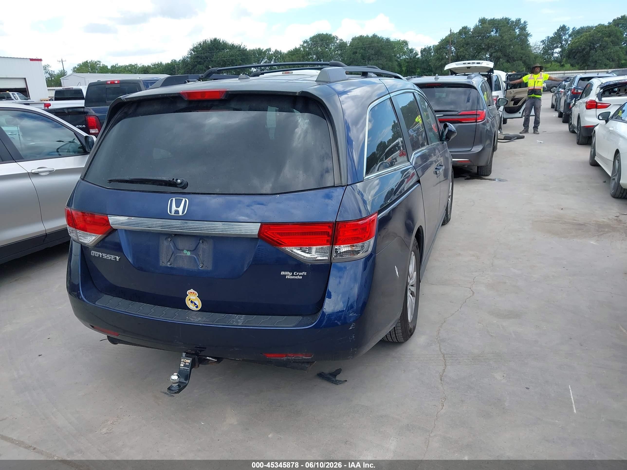 2015 Honda Odyssey Ex-l Blue vin: 5FNRL5H63FB016501