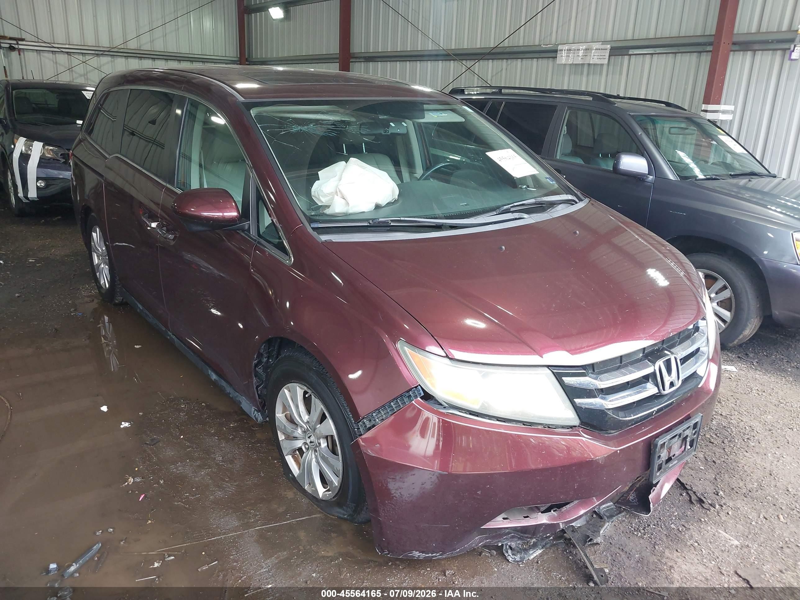 2015 Honda Odyssey Ex-l Burgundy vin: 5FNRL5H63FB066945
