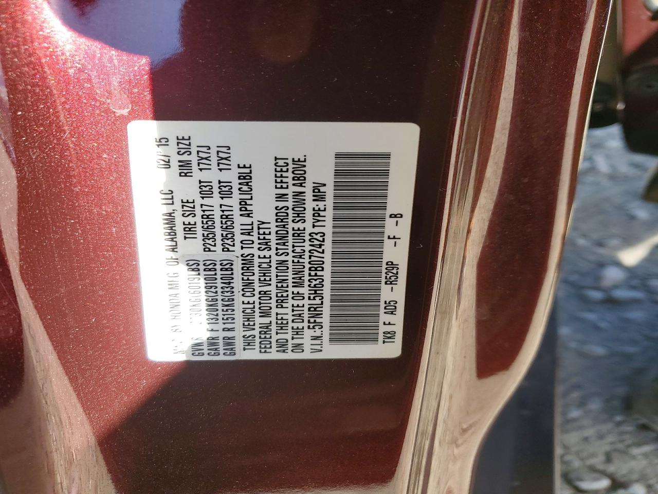 2015 Honda Odyssey Exl Maroon vin: 5FNRL5H63FB072423