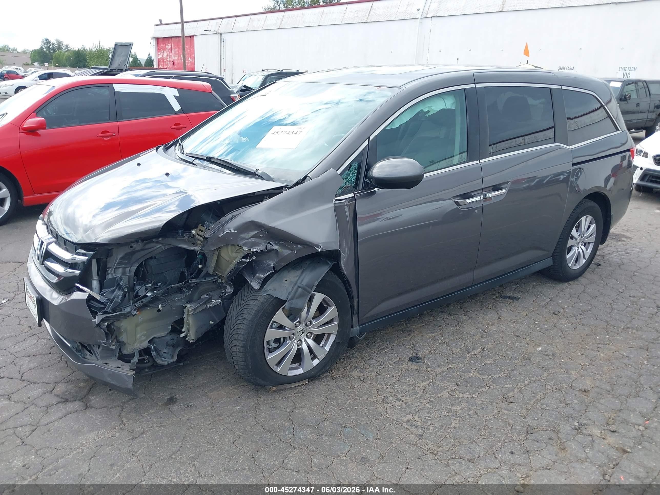 2015 Honda Odyssey Ex-l Gray vin: 5FNRL5H63FB115366