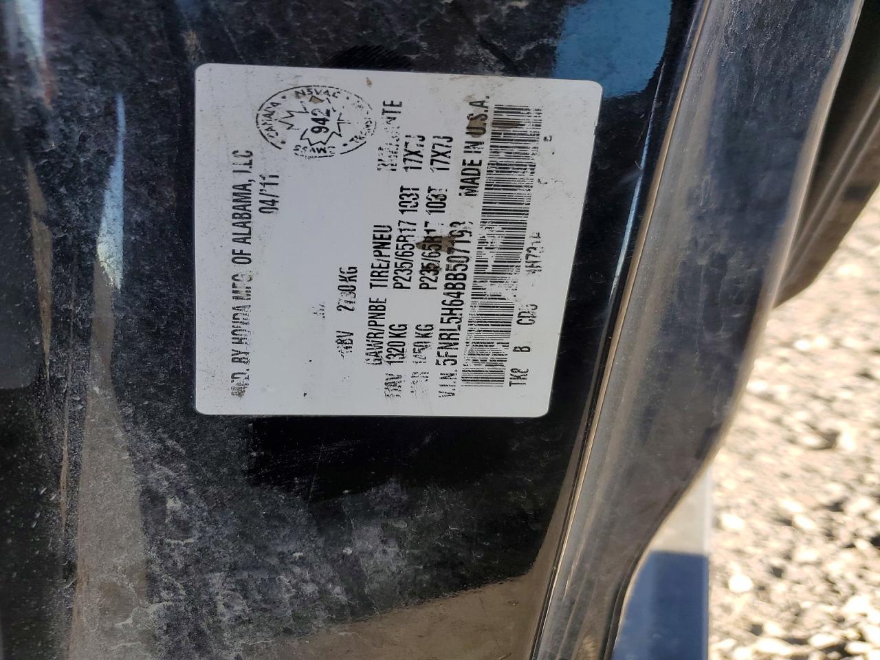 2011 Honda Odyssey Exl Black vin: 5FNRL5H64BB507198