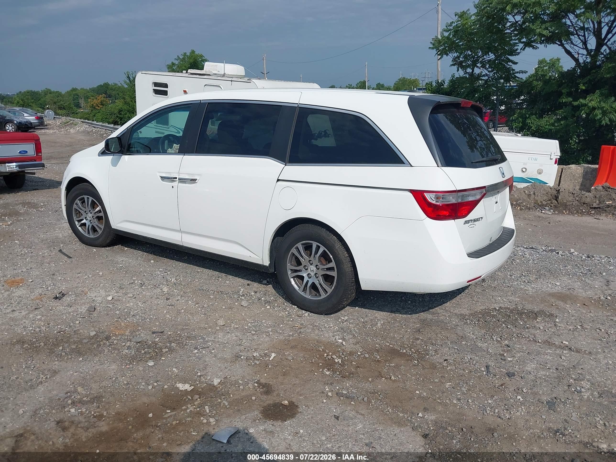 2012 Honda Odyssey Ex-l White vin: 5FNRL5H64CB122211