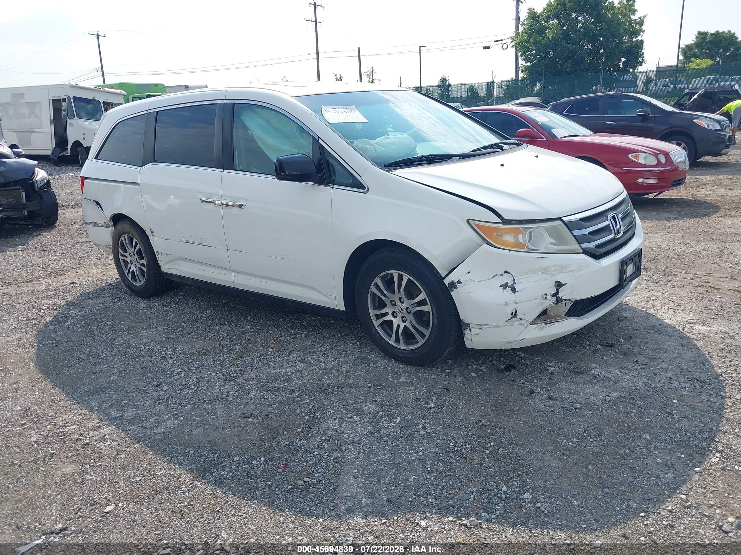 2012 Honda Odyssey Ex-l White vin: 5FNRL5H64CB122211