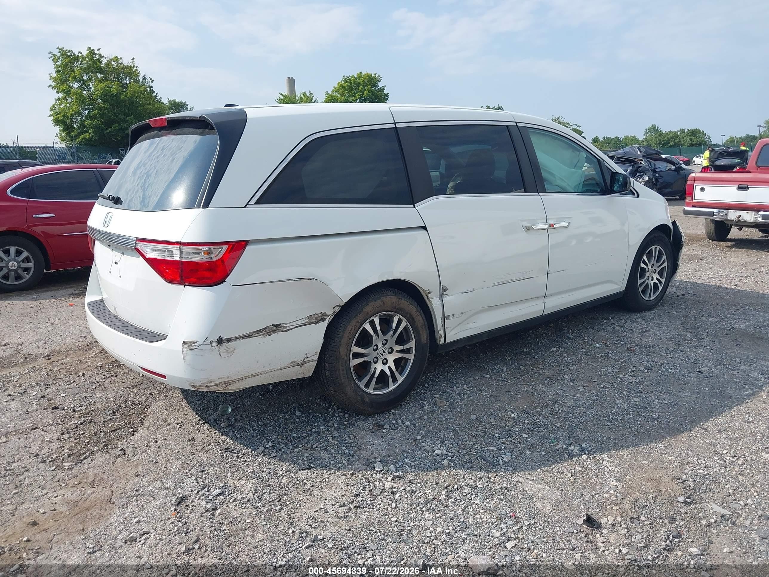 2012 Honda Odyssey Ex-l White vin: 5FNRL5H64CB122211