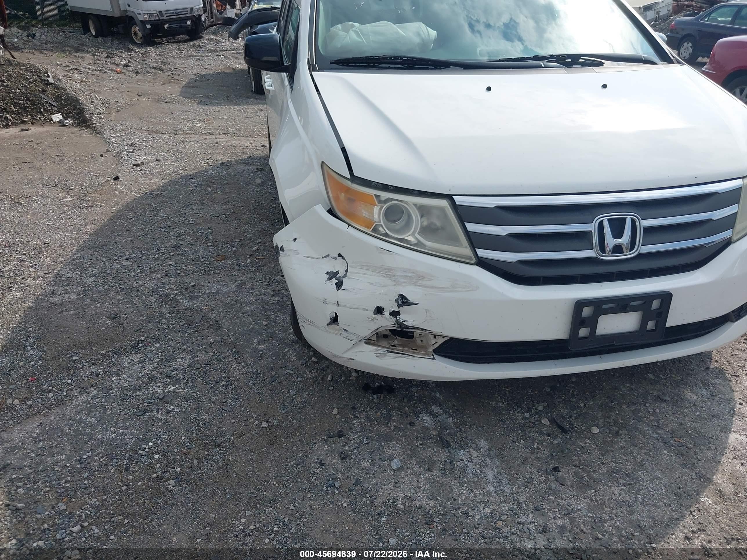 2012 Honda Odyssey Ex-l White vin: 5FNRL5H64CB122211
