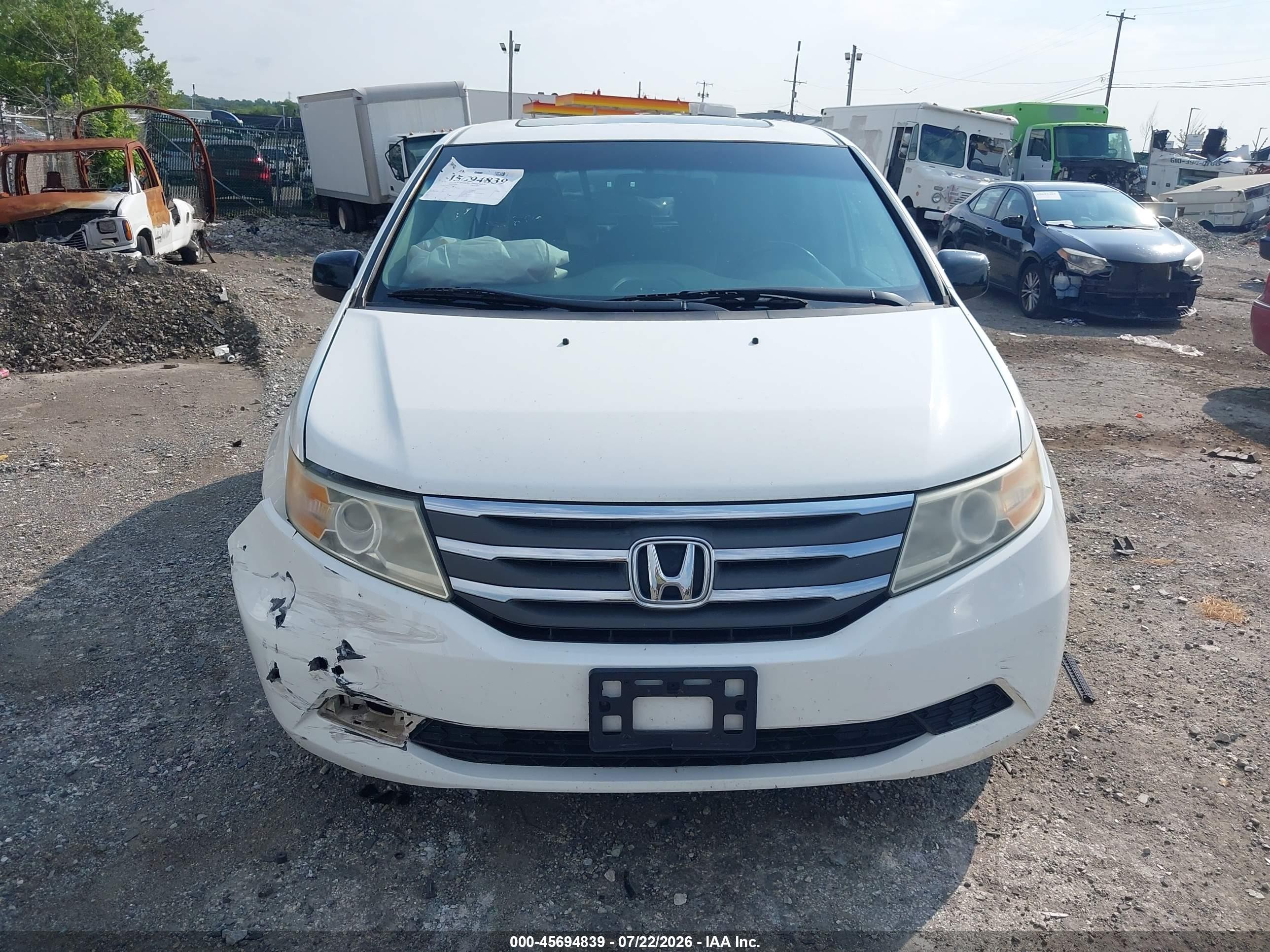 2012 Honda Odyssey Ex-l White vin: 5FNRL5H64CB122211