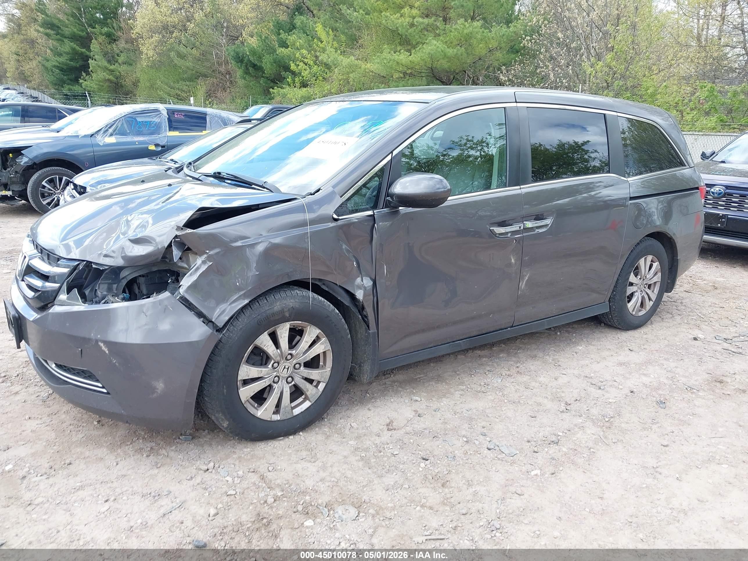 2014 Honda Odyssey Ex-l Gray vin: 5FNRL5H64EB017347