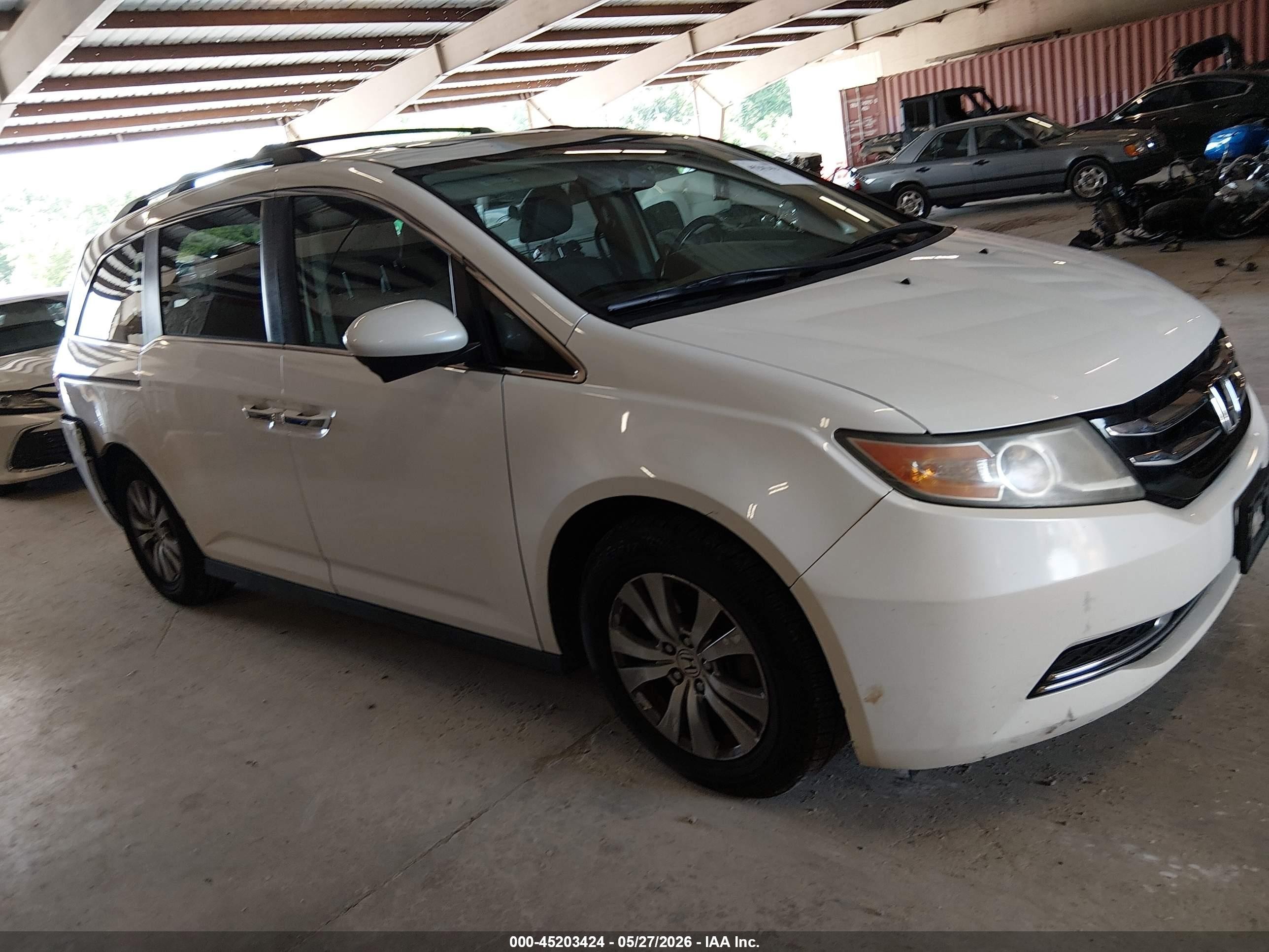 2014 Honda Odyssey Ex-l White vin: 5FNRL5H64EB023682