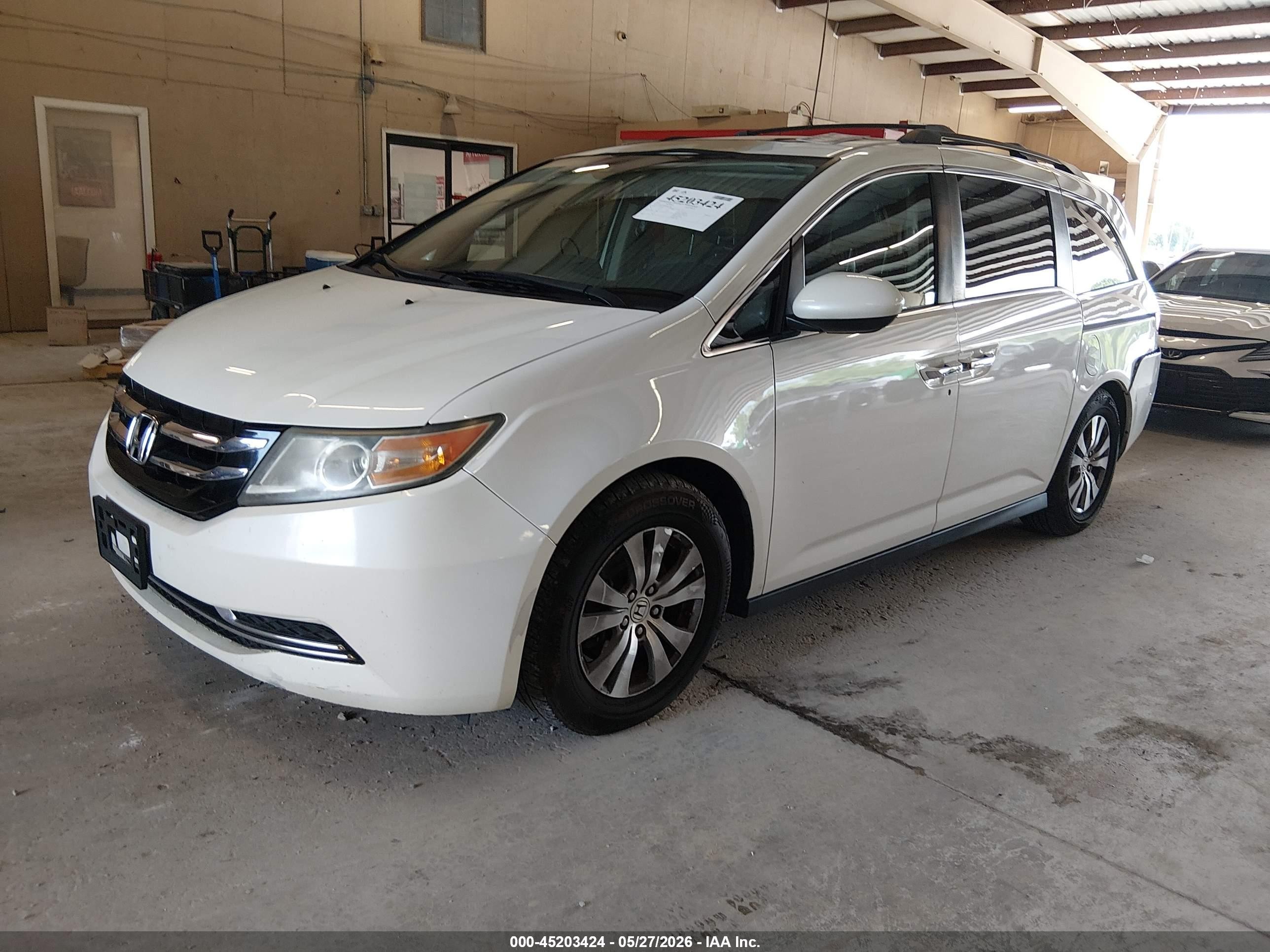 2014 Honda Odyssey Ex-l White vin: 5FNRL5H64EB023682