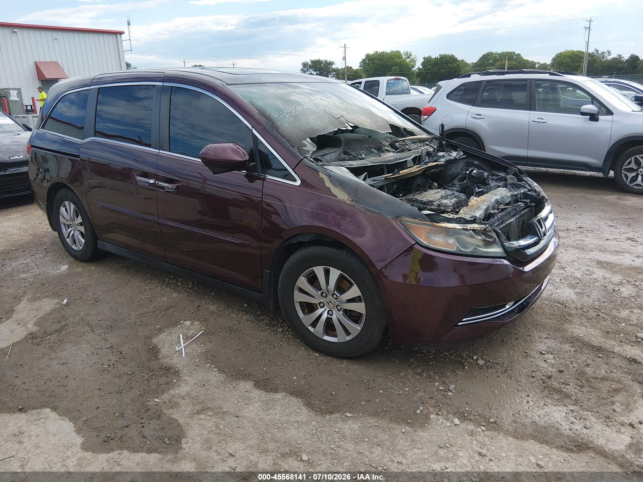 2014 Honda Odyssey Ex-l Maroon vin: 5FNRL5H64EB054432