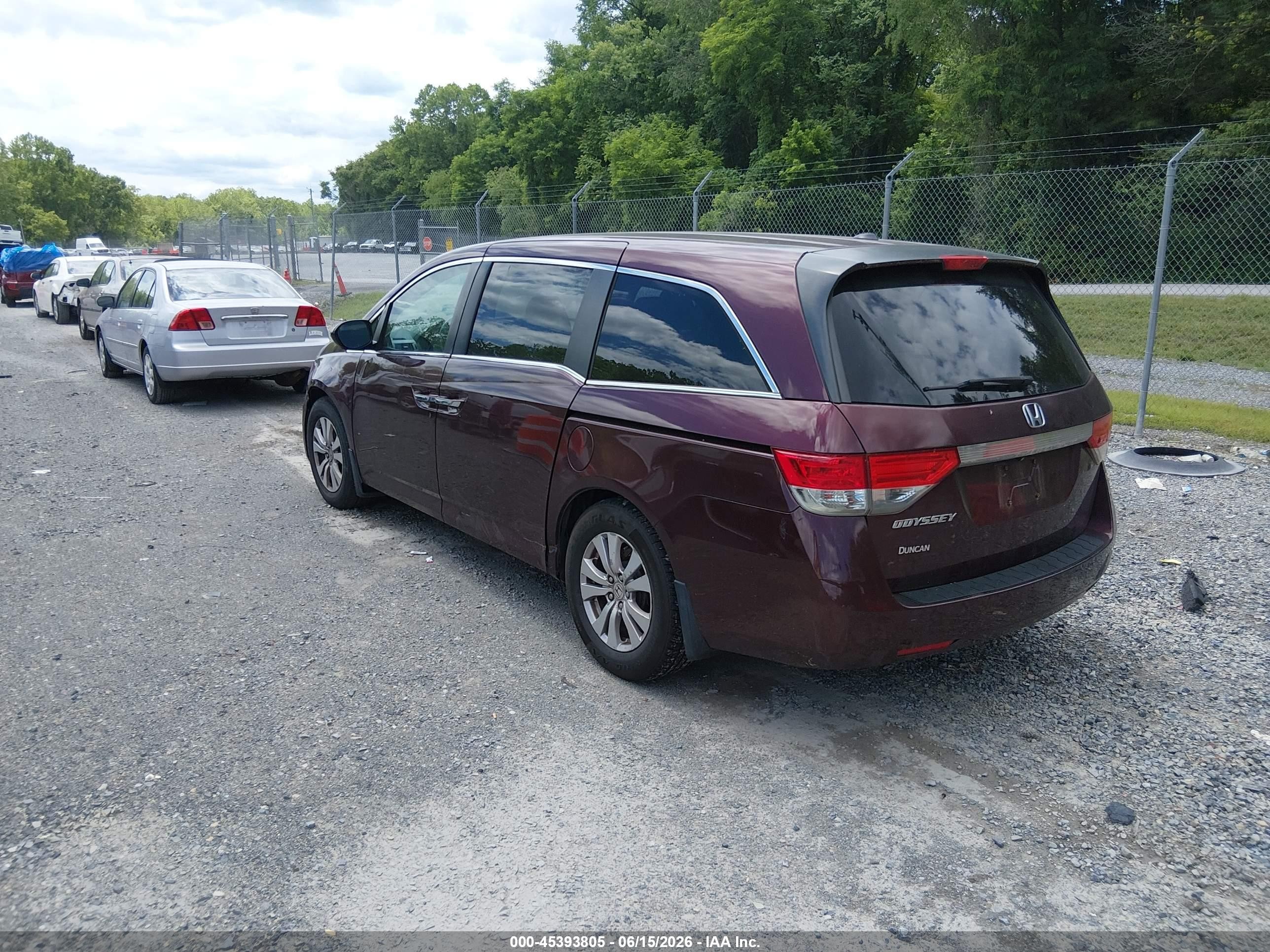 2014 Honda Odyssey Ex-l Burgundy vin: 5FNRL5H64EB067116