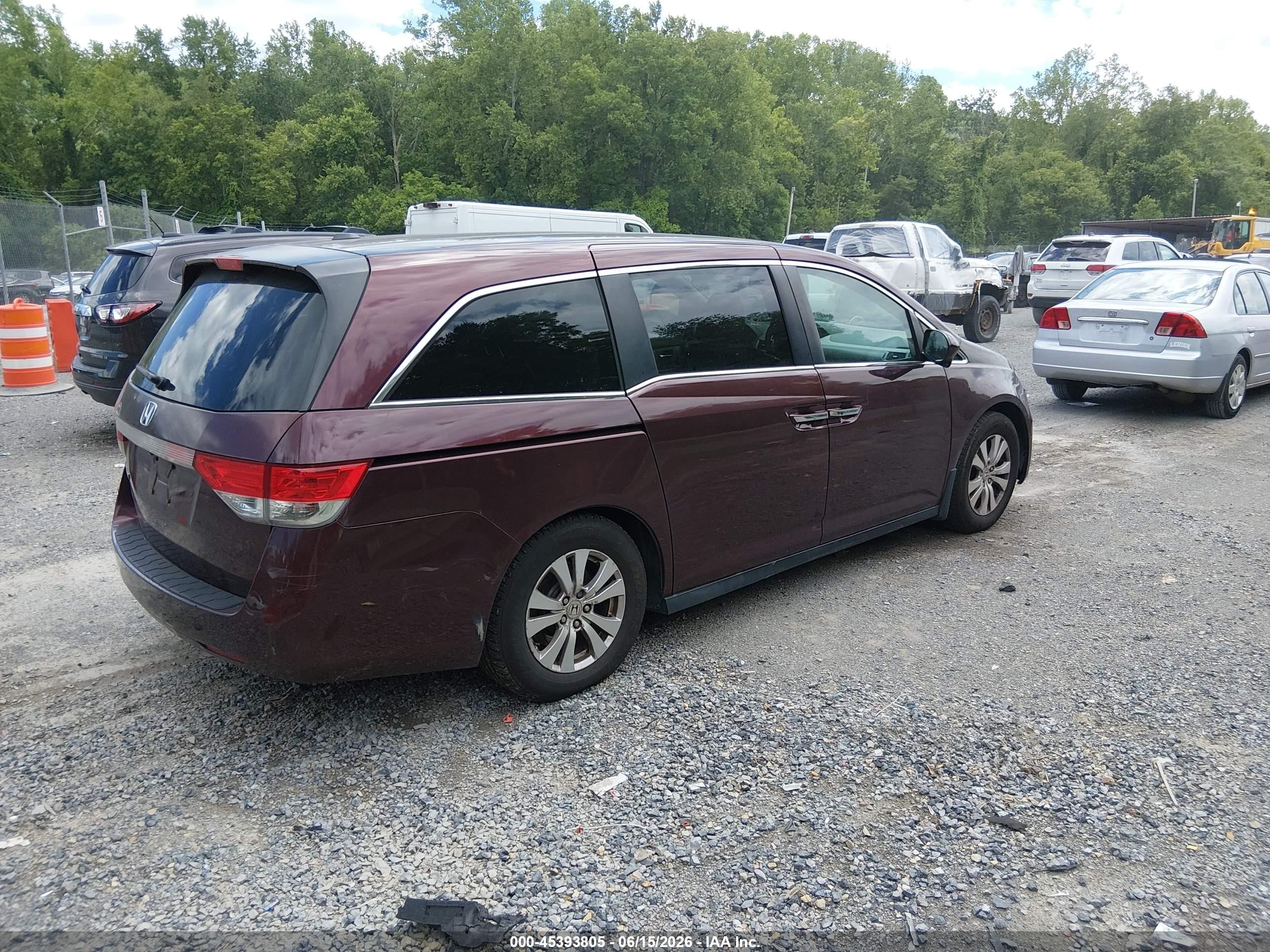 2014 Honda Odyssey Ex-l Burgundy vin: 5FNRL5H64EB067116