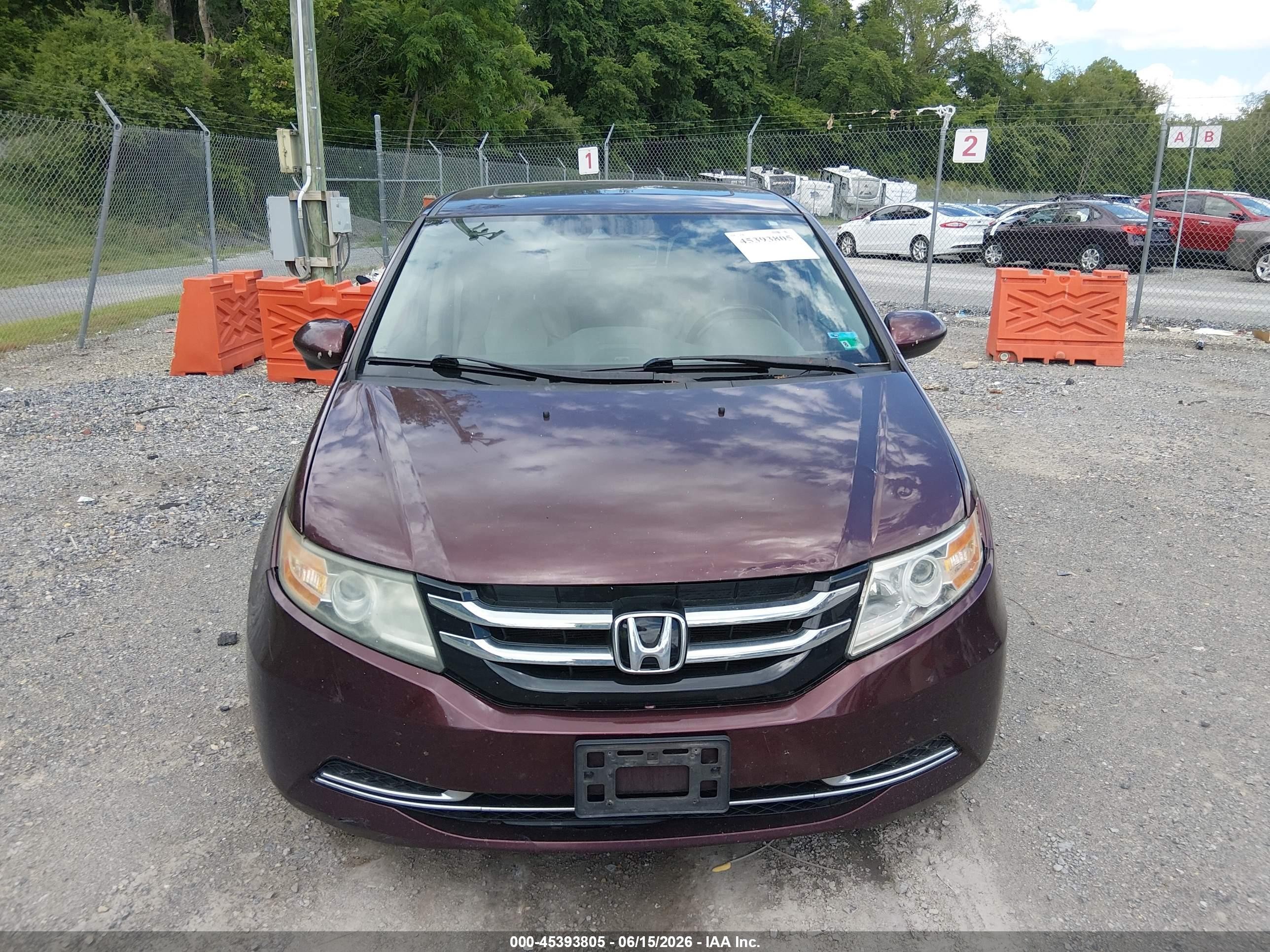 2014 Honda Odyssey Ex-l Burgundy vin: 5FNRL5H64EB067116