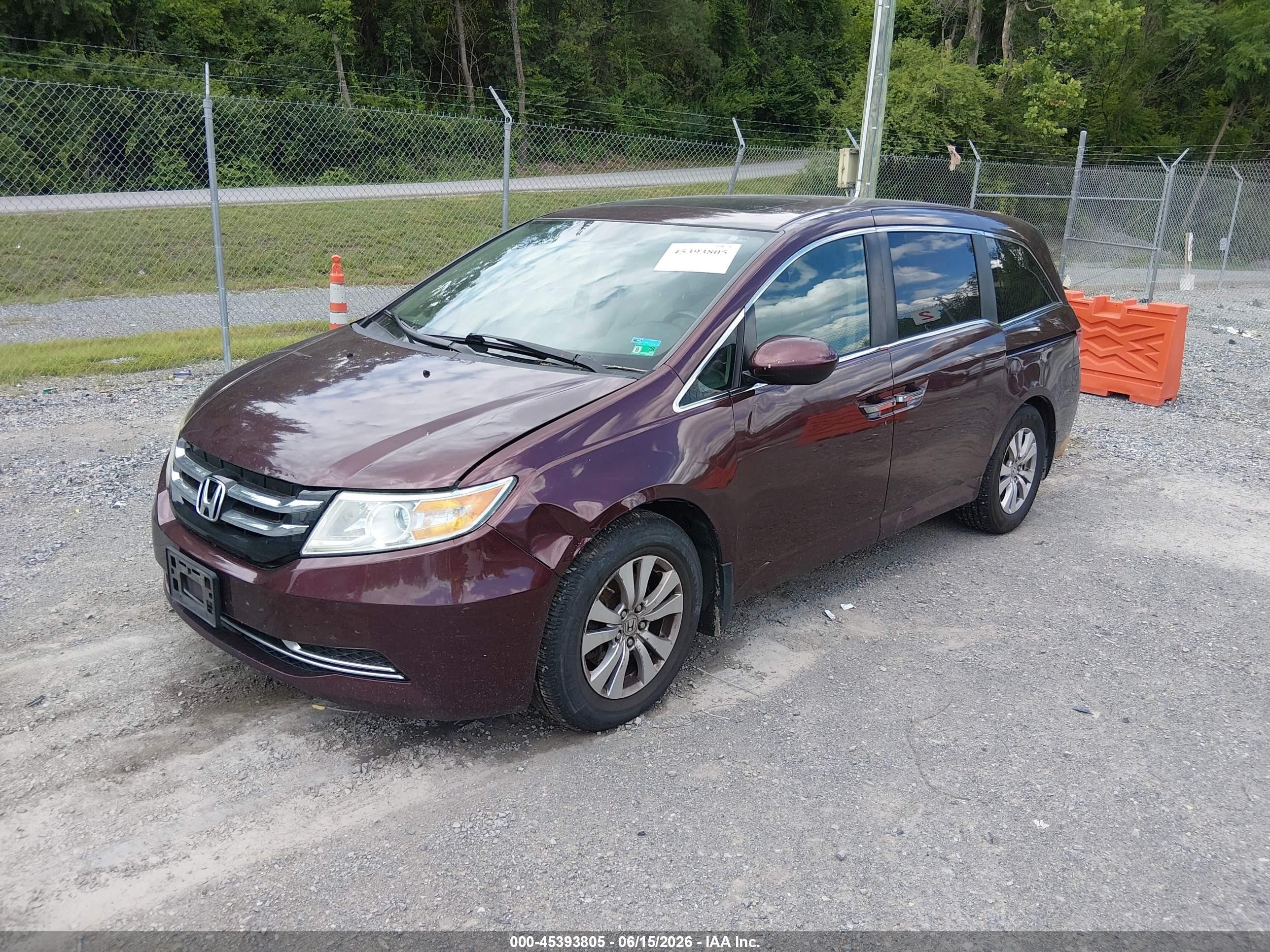 2014 Honda Odyssey Ex-l Burgundy vin: 5FNRL5H64EB067116