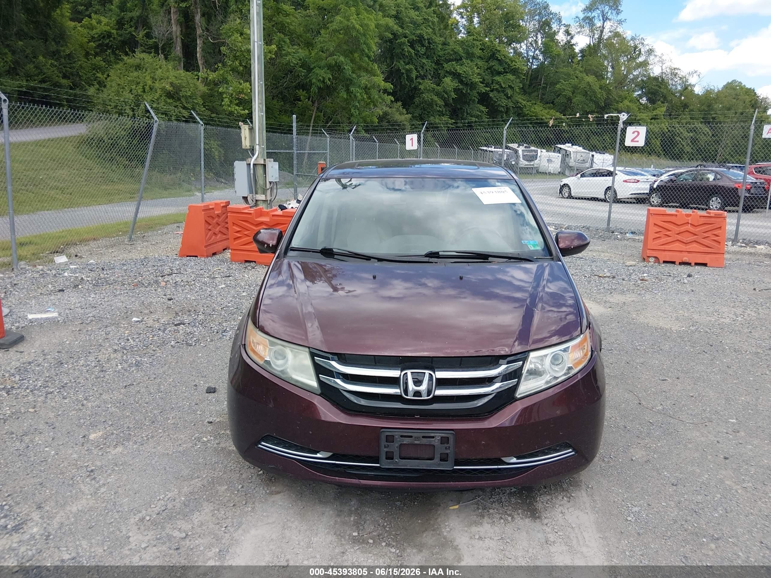 2014 Honda Odyssey Ex-l Burgundy vin: 5FNRL5H64EB067116