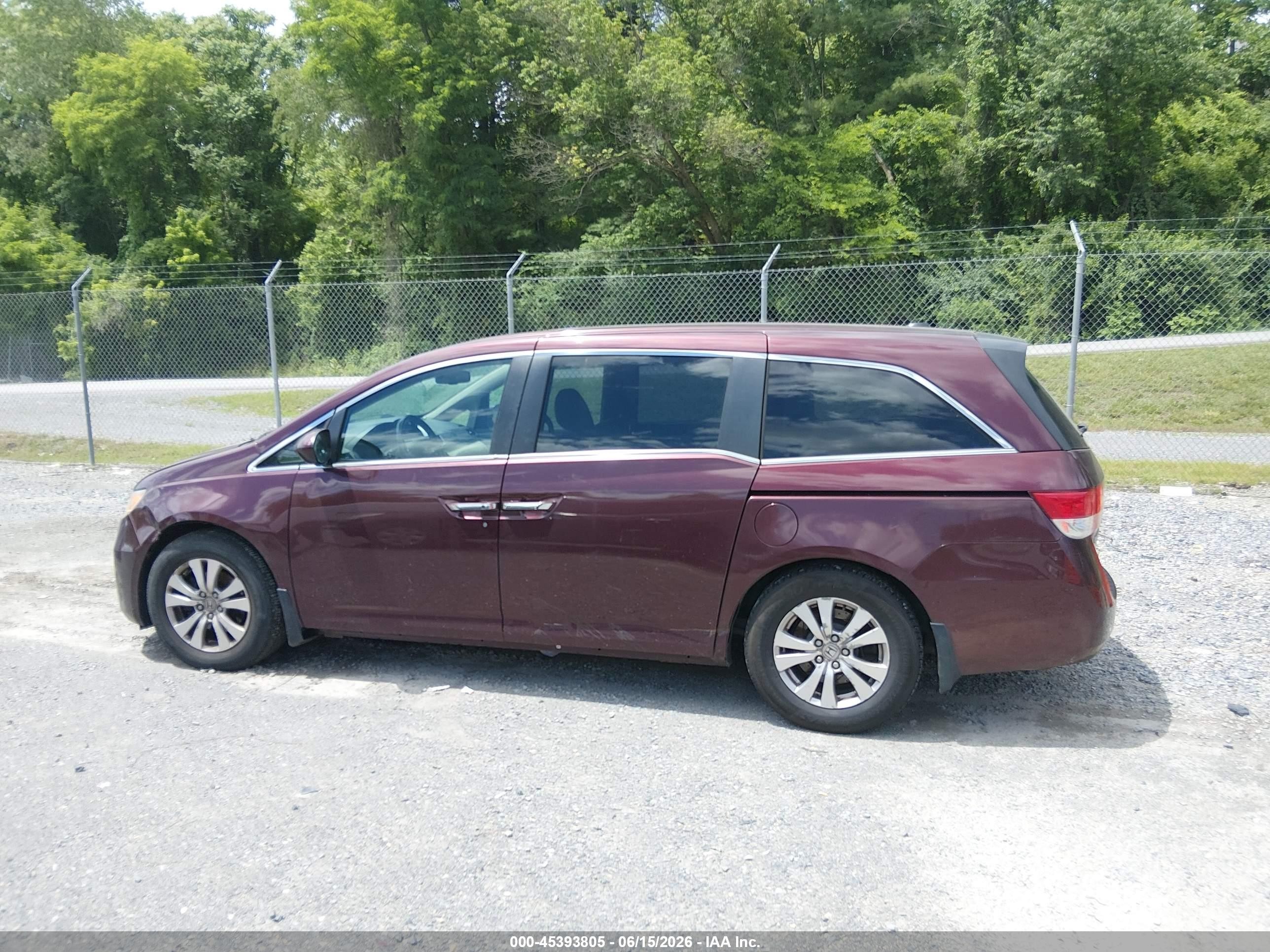 2014 Honda Odyssey Ex-l Burgundy vin: 5FNRL5H64EB067116