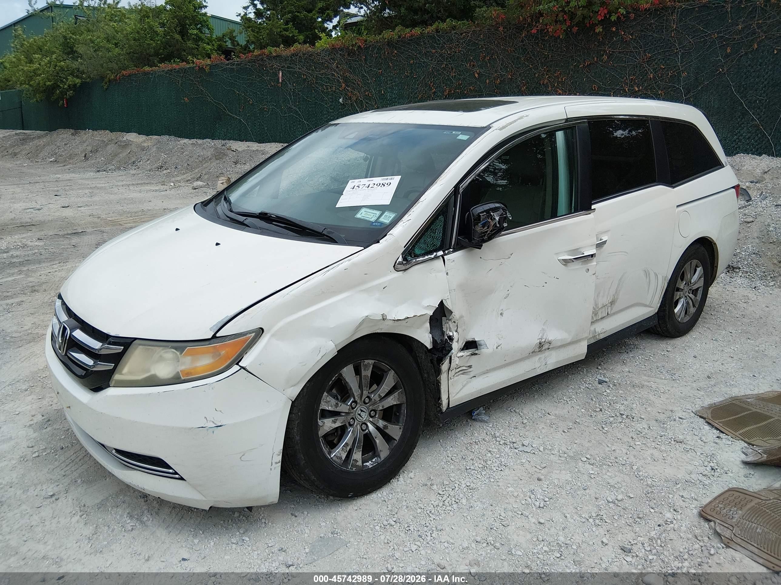 2014 Honda Odyssey Ex-l White vin: 5FNRL5H64EB069271