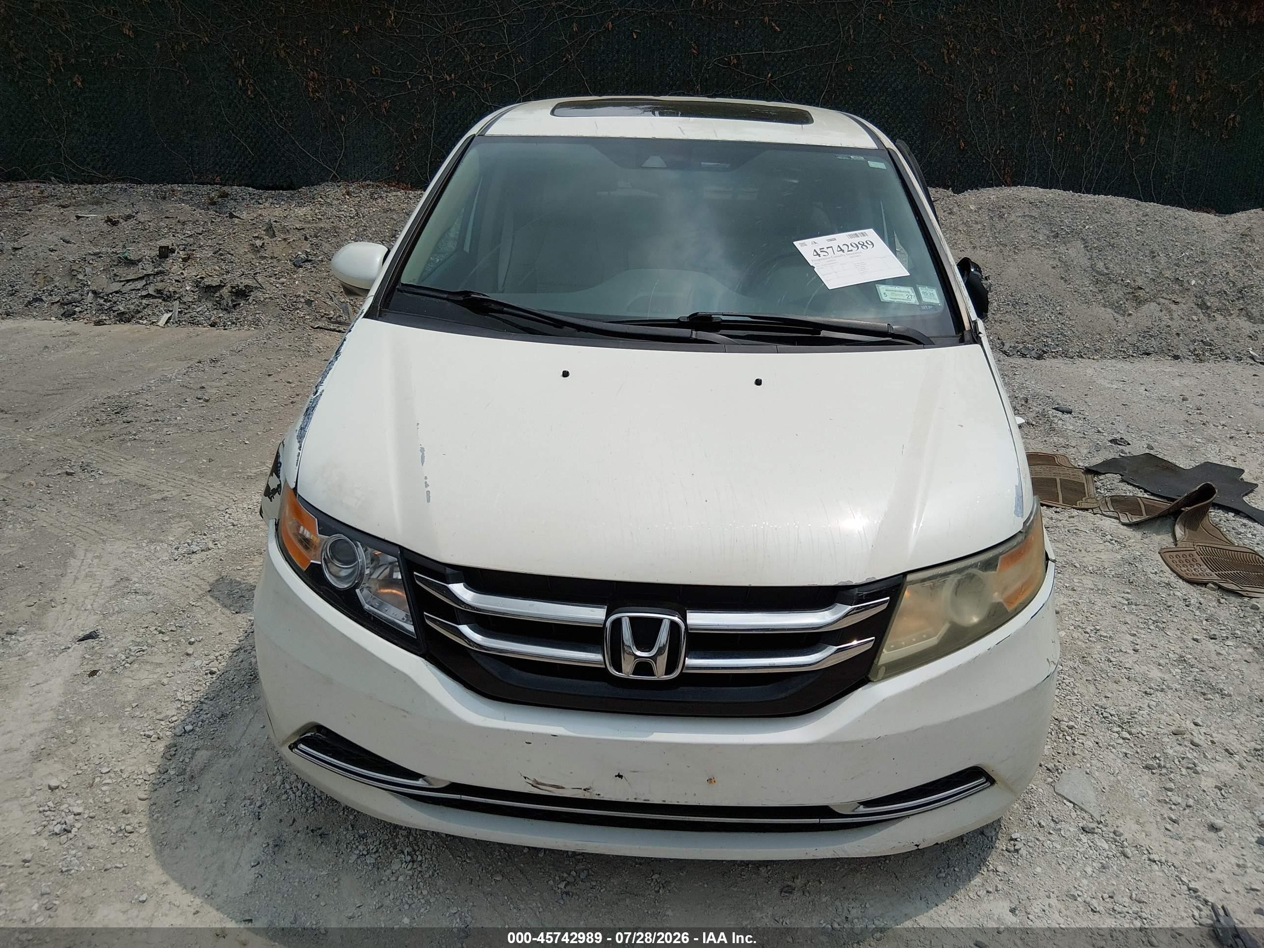 2014 Honda Odyssey Ex-l White vin: 5FNRL5H64EB069271