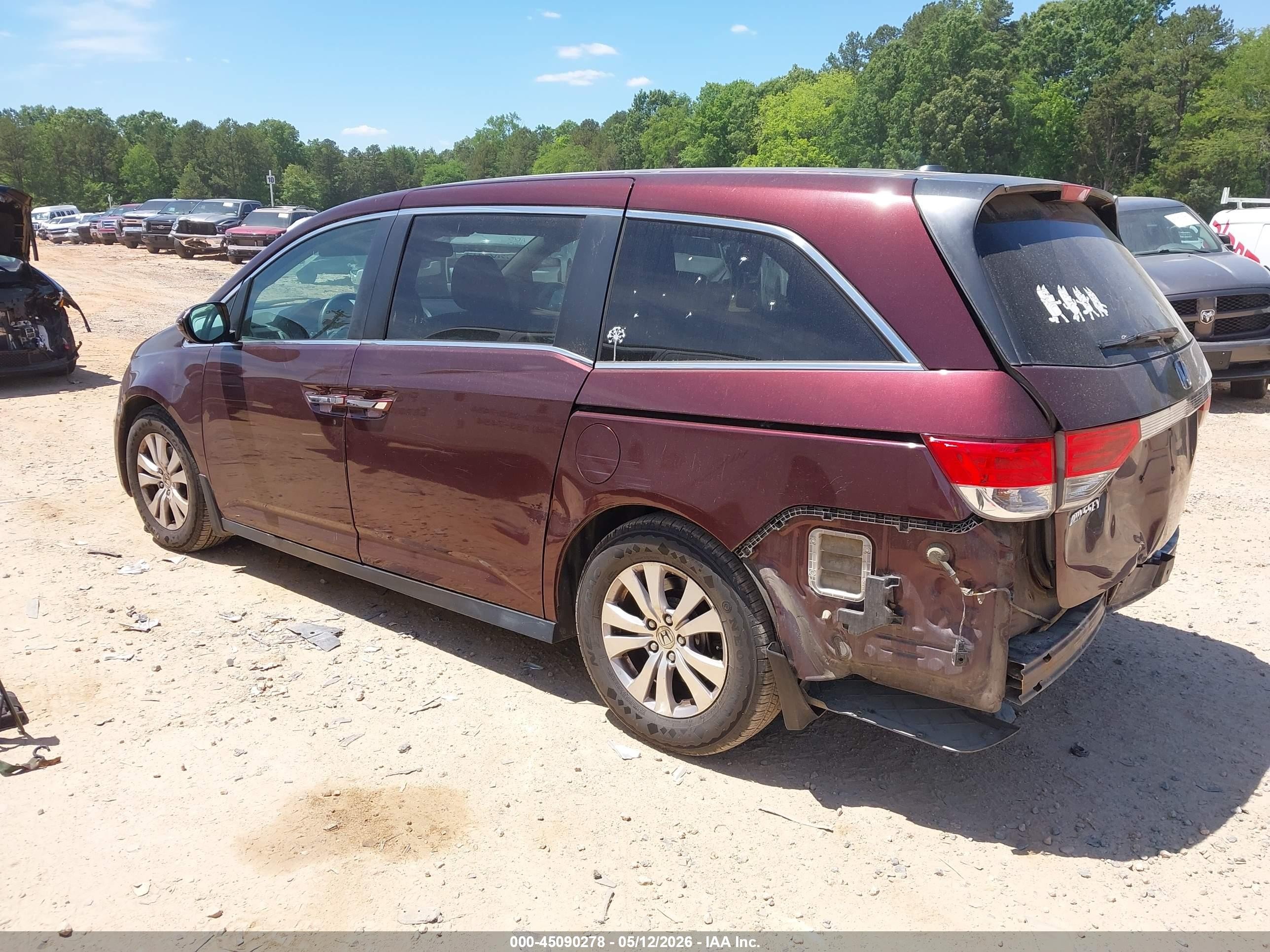 2014 Honda Odyssey Ex-l Burgundy vin: 5FNRL5H64EB118663