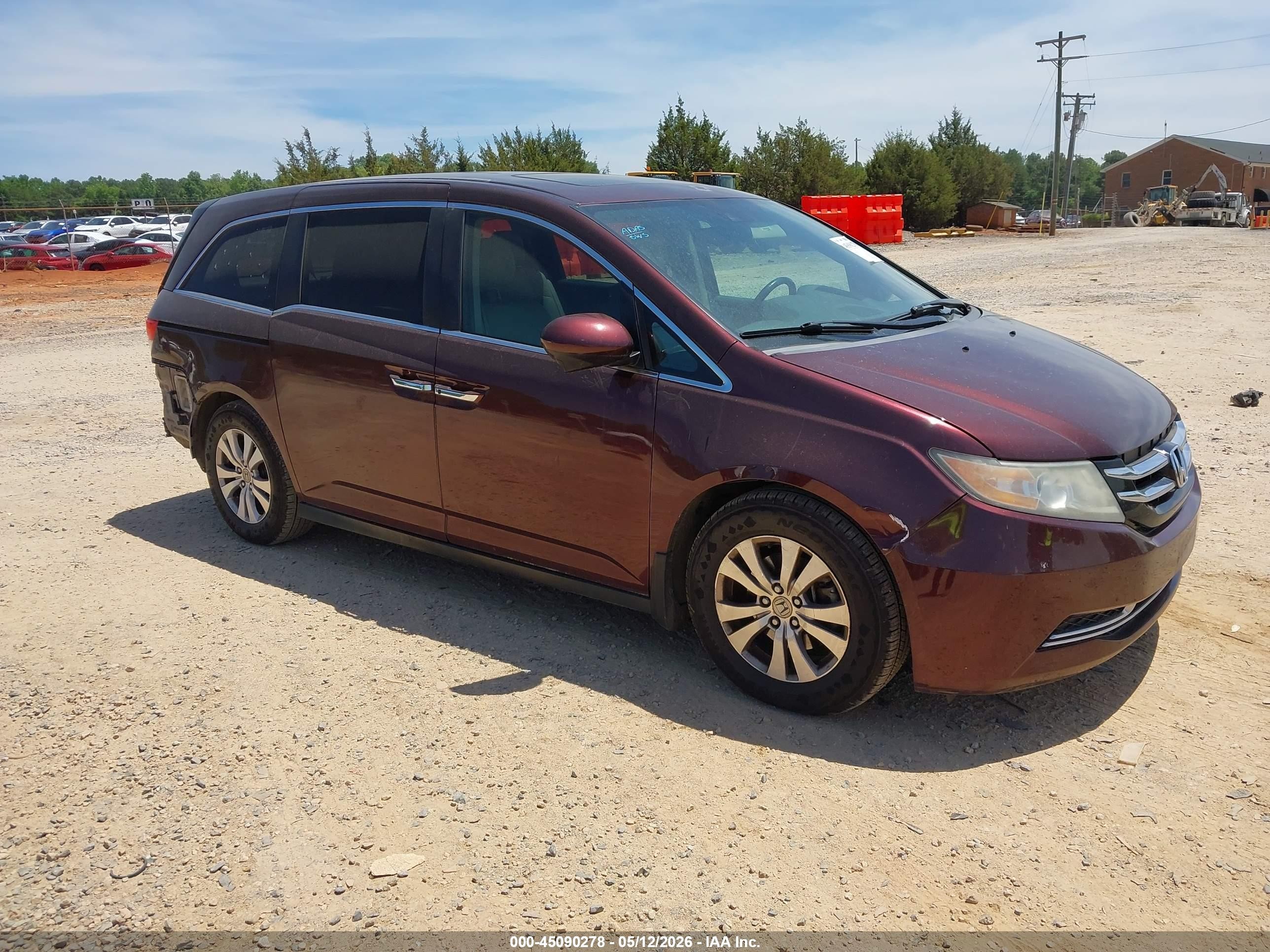 2014 Honda Odyssey Ex-l Burgundy vin: 5FNRL5H64EB118663