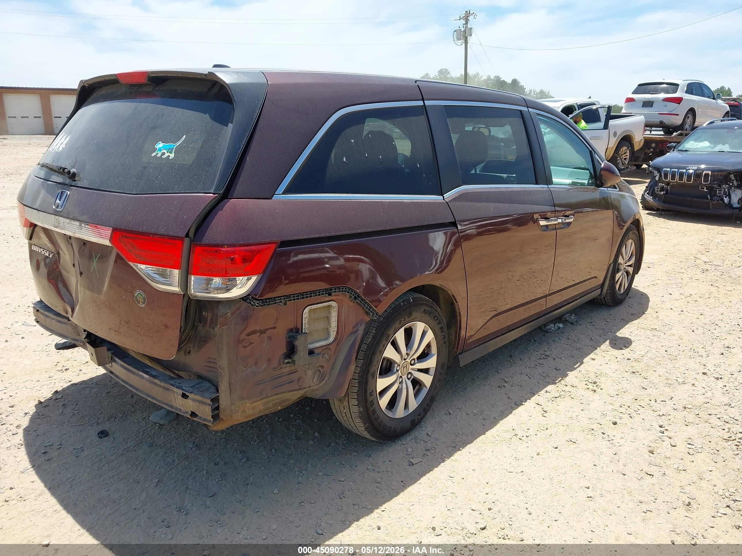 2014 Honda Odyssey Ex-l Burgundy vin: 5FNRL5H64EB118663