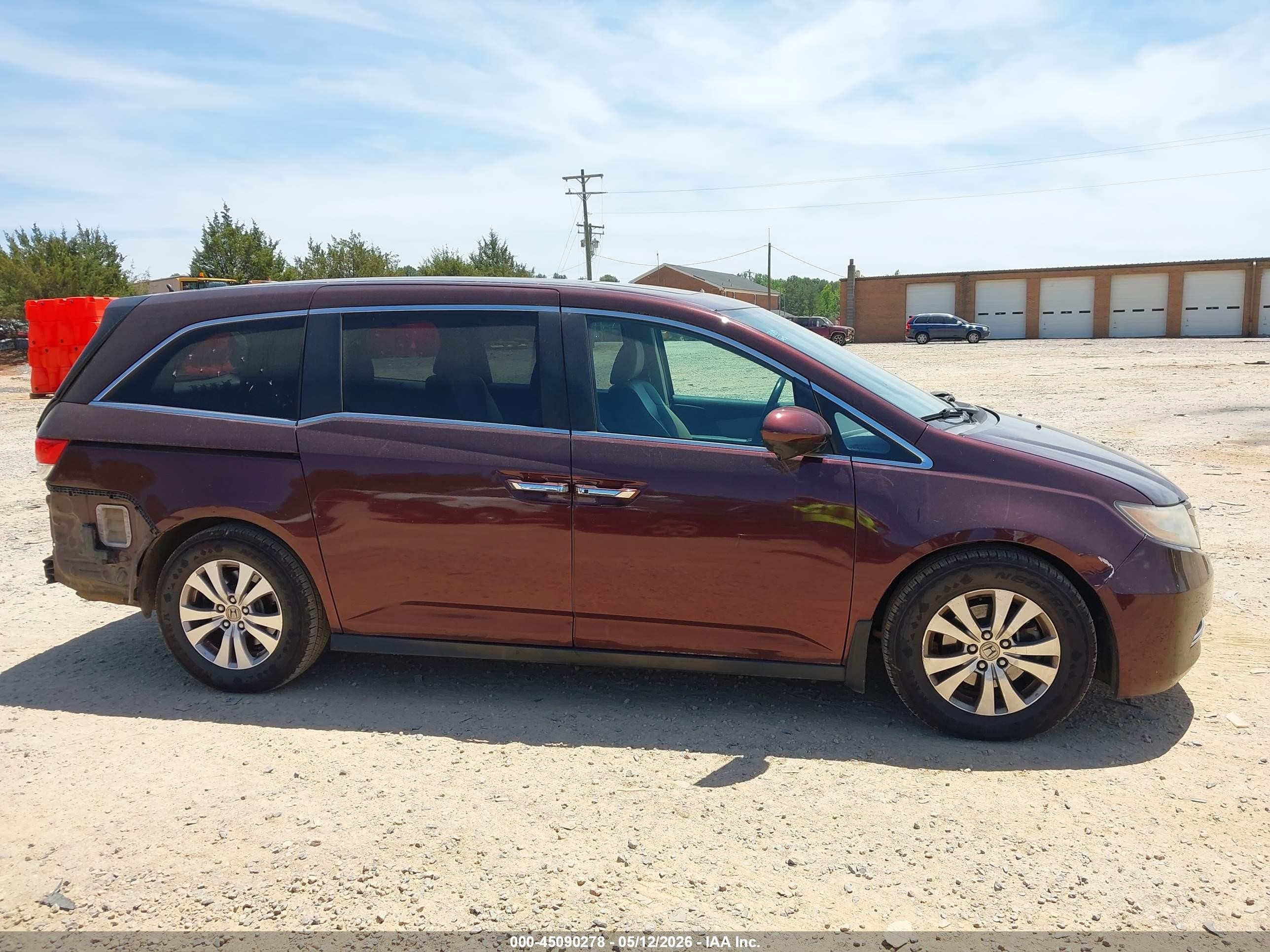 2014 Honda Odyssey Ex-l Burgundy vin: 5FNRL5H64EB118663