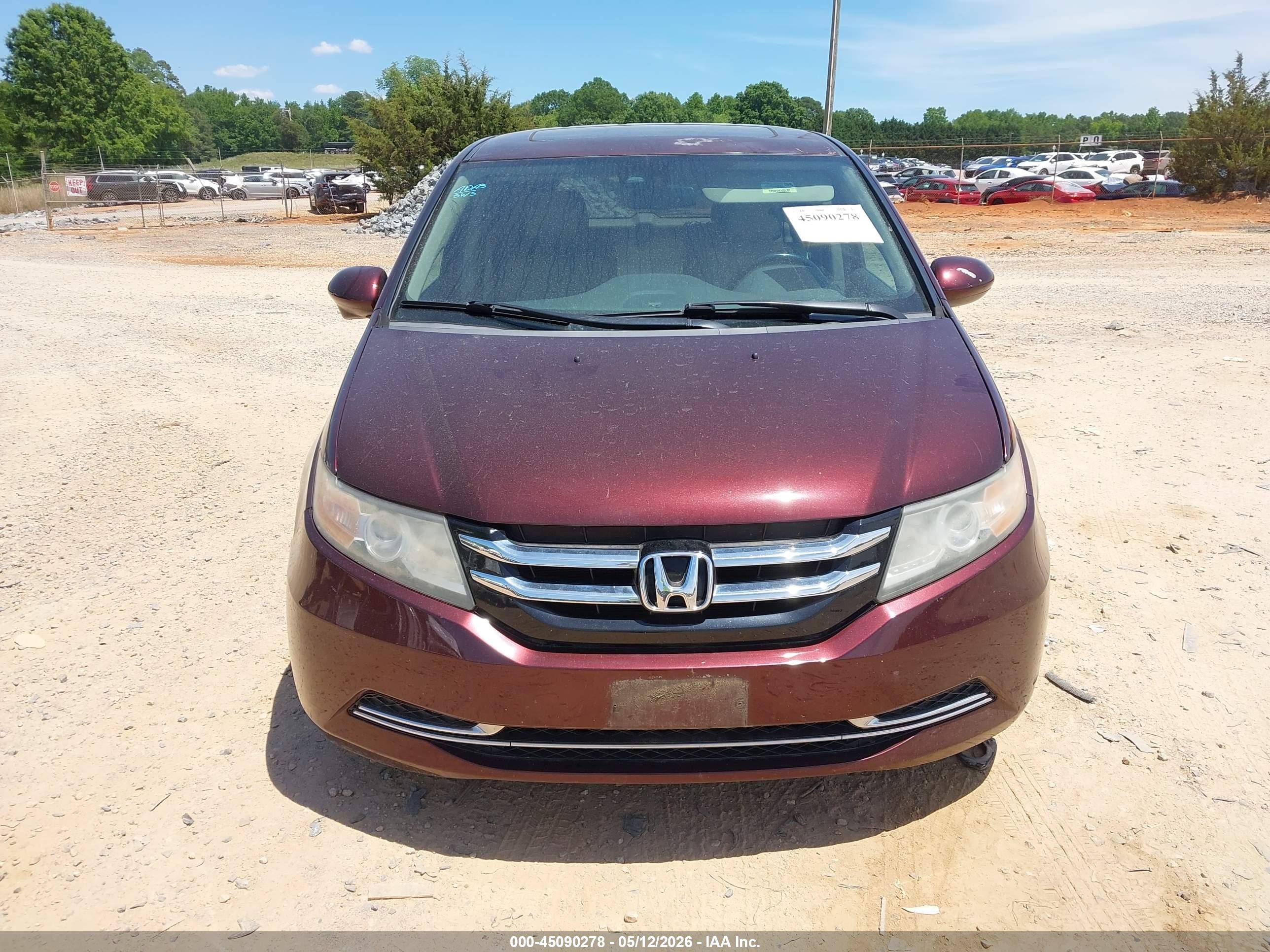 2014 Honda Odyssey Ex-l Burgundy vin: 5FNRL5H64EB118663