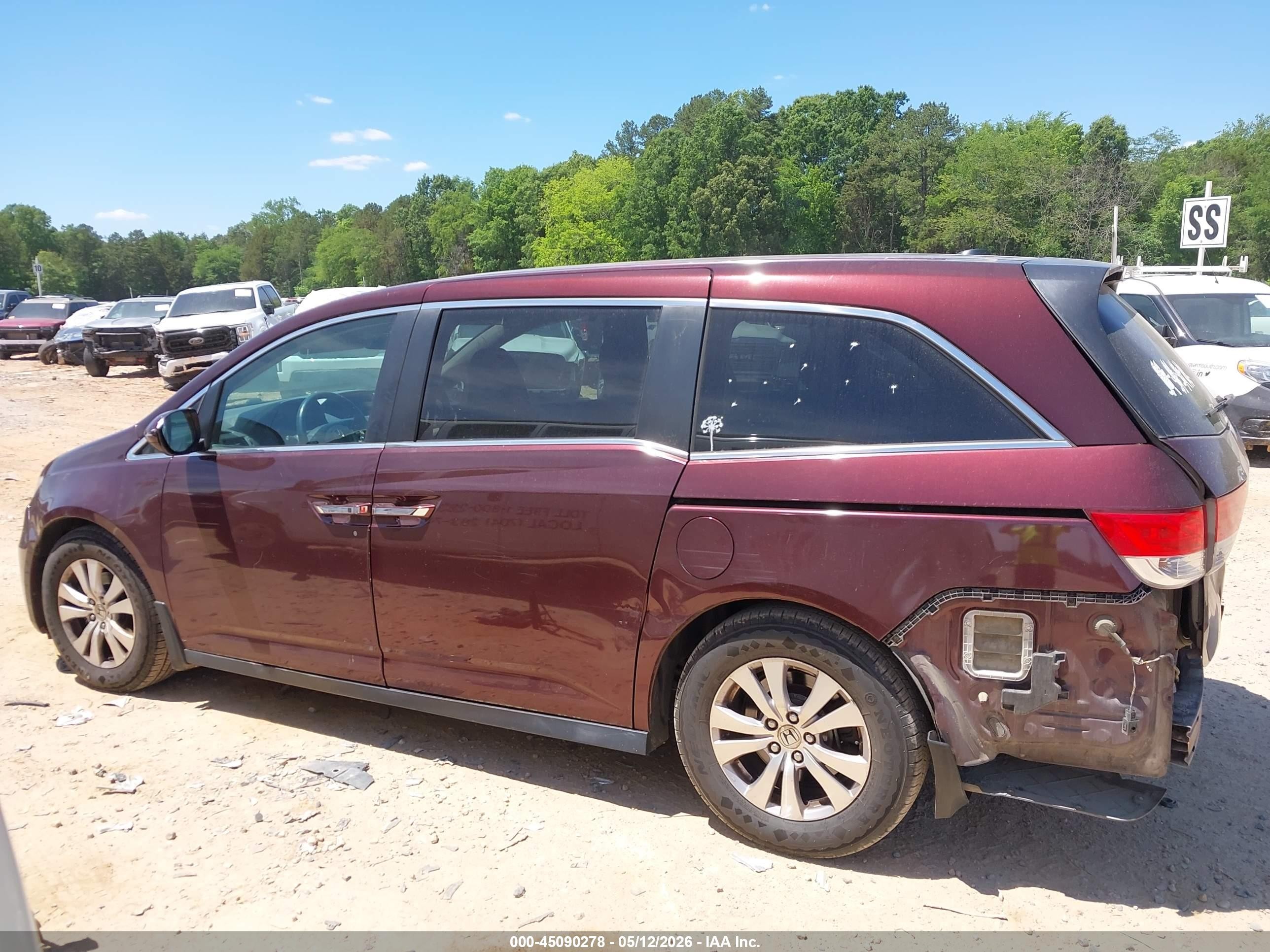 2014 Honda Odyssey Ex-l Burgundy vin: 5FNRL5H64EB118663
