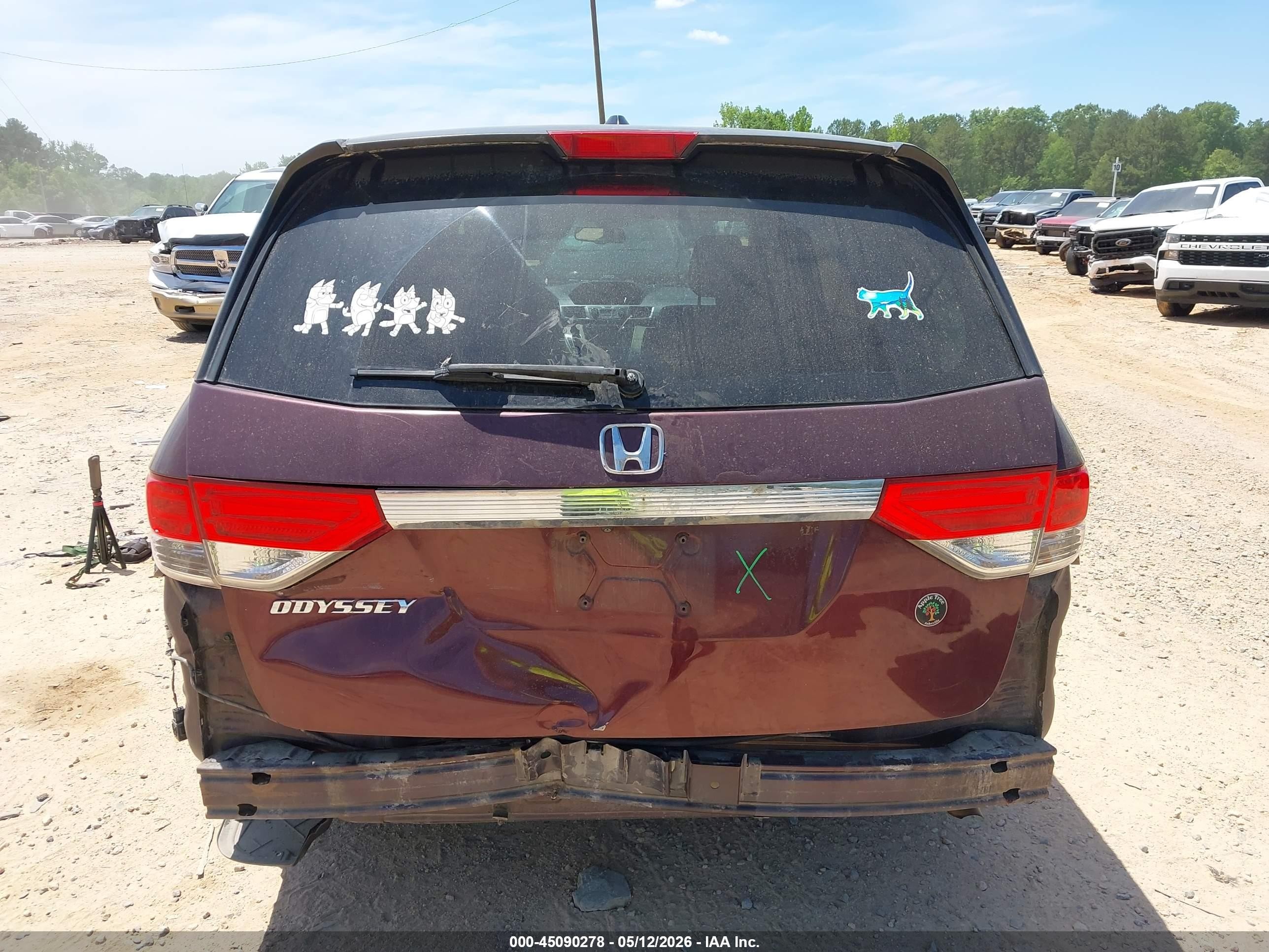 2014 Honda Odyssey Ex-l Burgundy vin: 5FNRL5H64EB118663